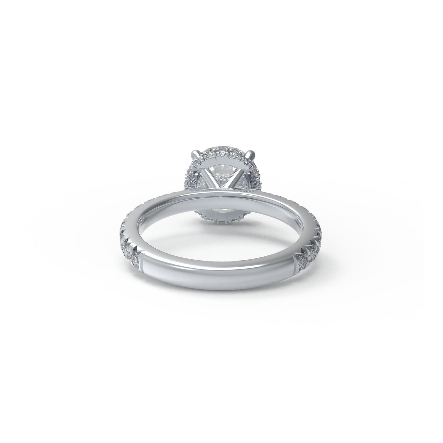 Handmade Engagement Wedding Ring with 1CT/2CT/3CT Main Stone & 0.5CT Side Stones, 9K/14K/18K White Gold Optional