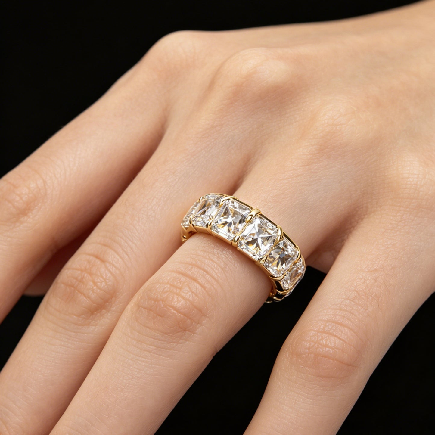 Ophelia Eternity 3.6 Carat (ctw) LAB GROWN Diamond Vintage Engagement 9K /14K /18K Gold Ring Wedding Ring for Women, Eternal Covenant Full Diamond Round Ring, Luxury Ring for Women (Clarity VVS1-VVS2)