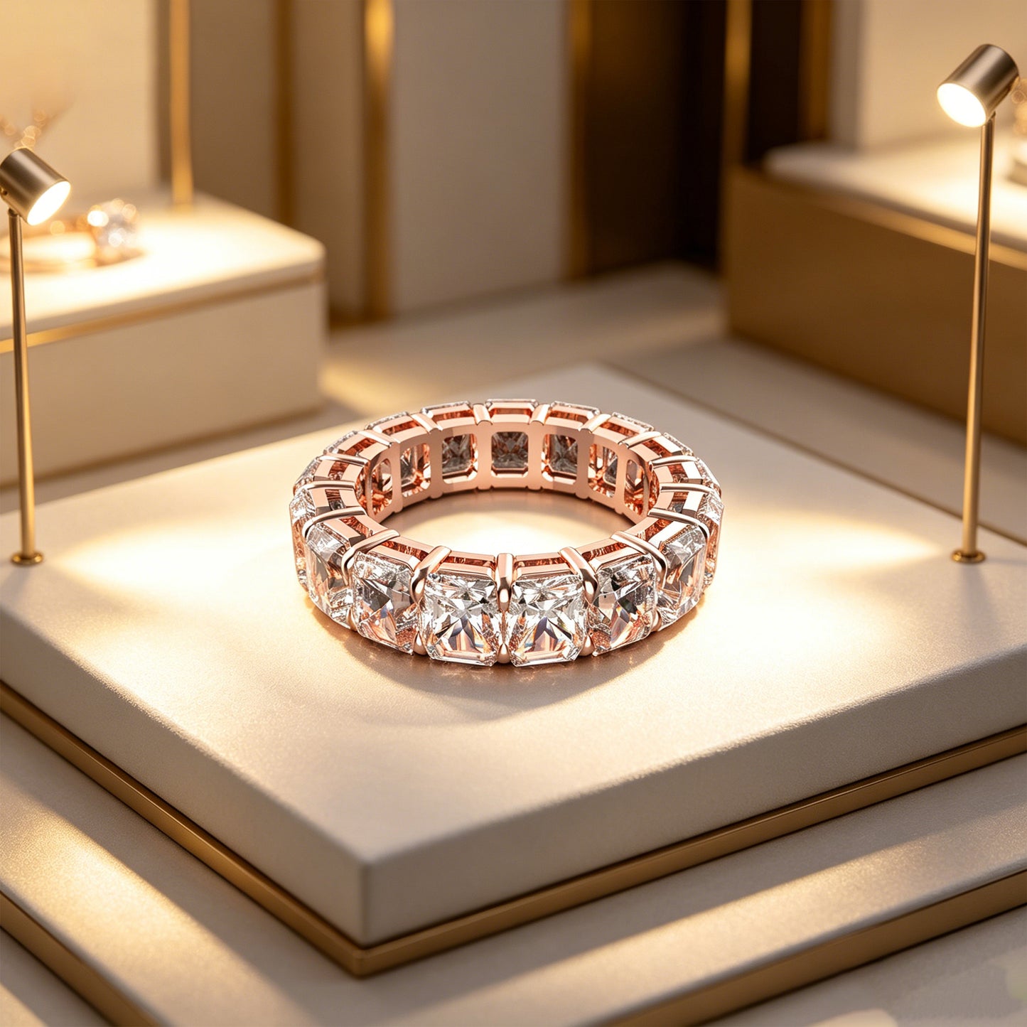 Ophelia Eternity 3.6 Carat (ctw) LAB GROWN Diamond Vintage Engagement 9K /14K /18K Gold Ring Wedding Ring for Women, Eternal Covenant Full Diamond Round Ring, Luxury Ring for Women (Clarity VVS1-VVS2)