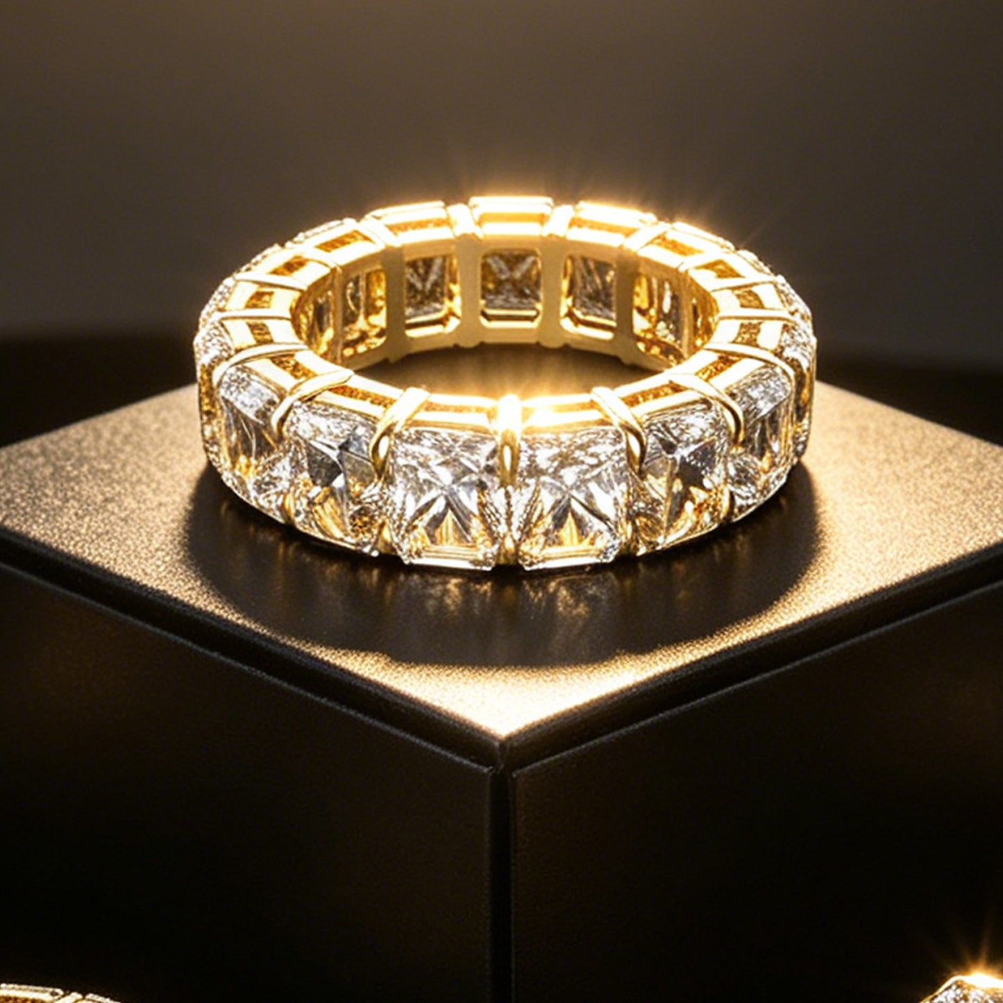 Ophelia Eternity 3.6 Carat (ctw) LAB GROWN Diamond Vintage Engagement 9K /14K /18K Gold Ring Wedding Ring for Women, Eternal Covenant Full Diamond Round Ring, Luxury Ring for Women (Clarity VVS1-VVS2)