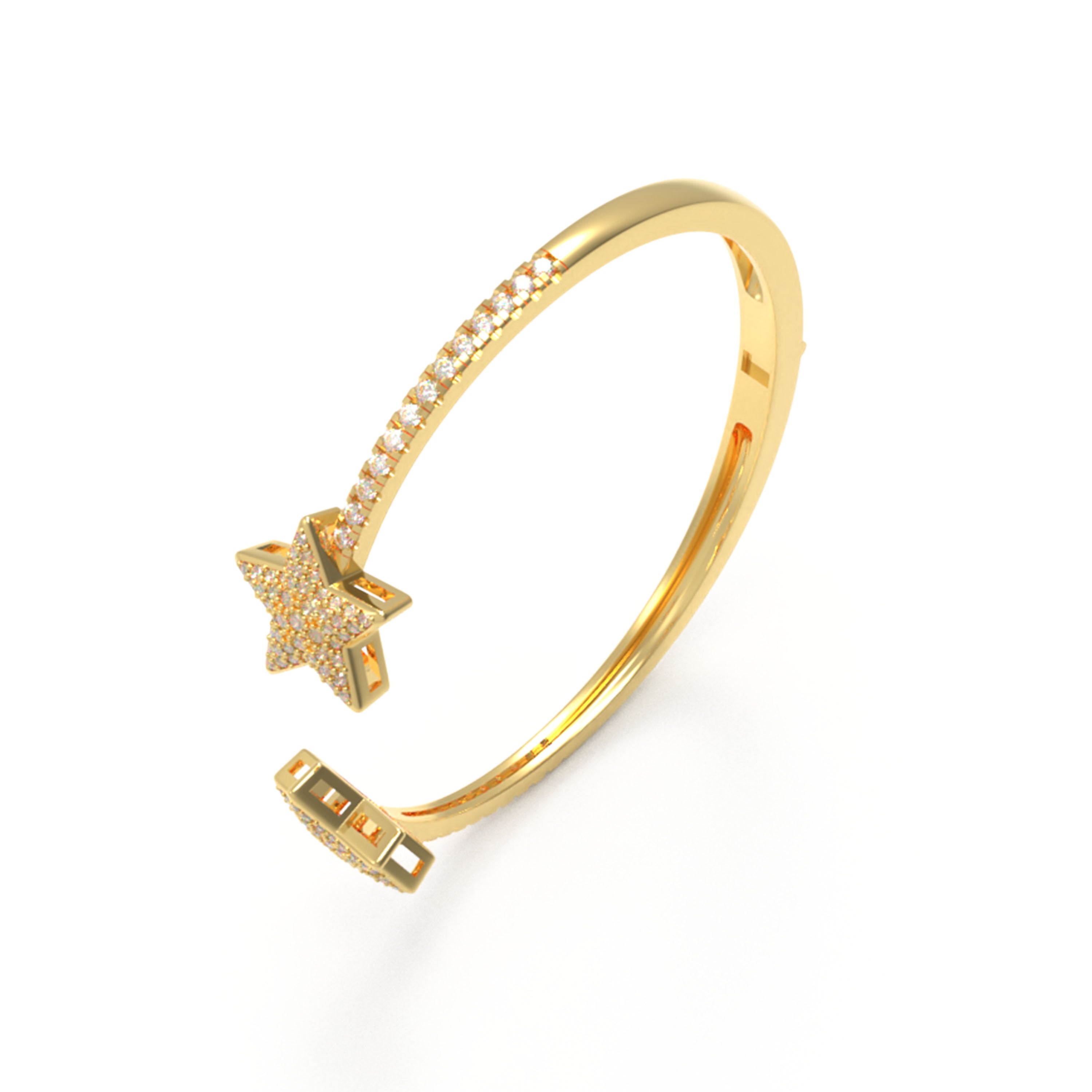 10K/14K Yellow Gold 5-Star Bracelet with 128 Lab-Grown Diamonds (VVS1-VVS2, D-E) | Stackable Fine Jewelry Gift for Women, Anniversary, Mother's Day, Christmas