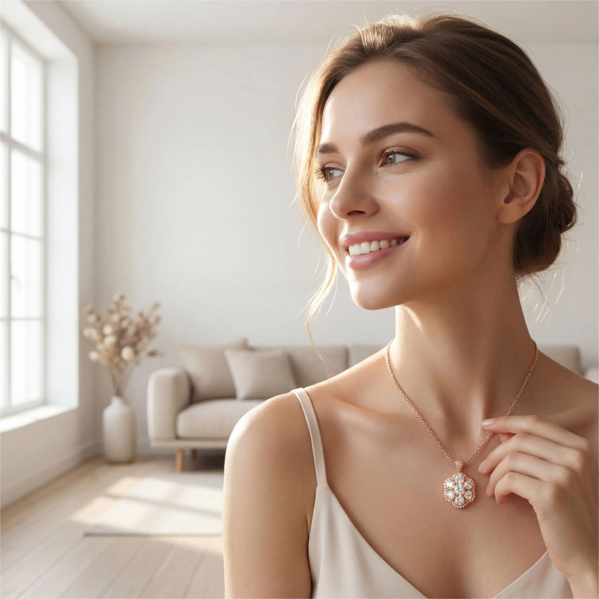 2-in-1 Lab-Grown Diamond Convertible Necklace & Ring in Rose Gold