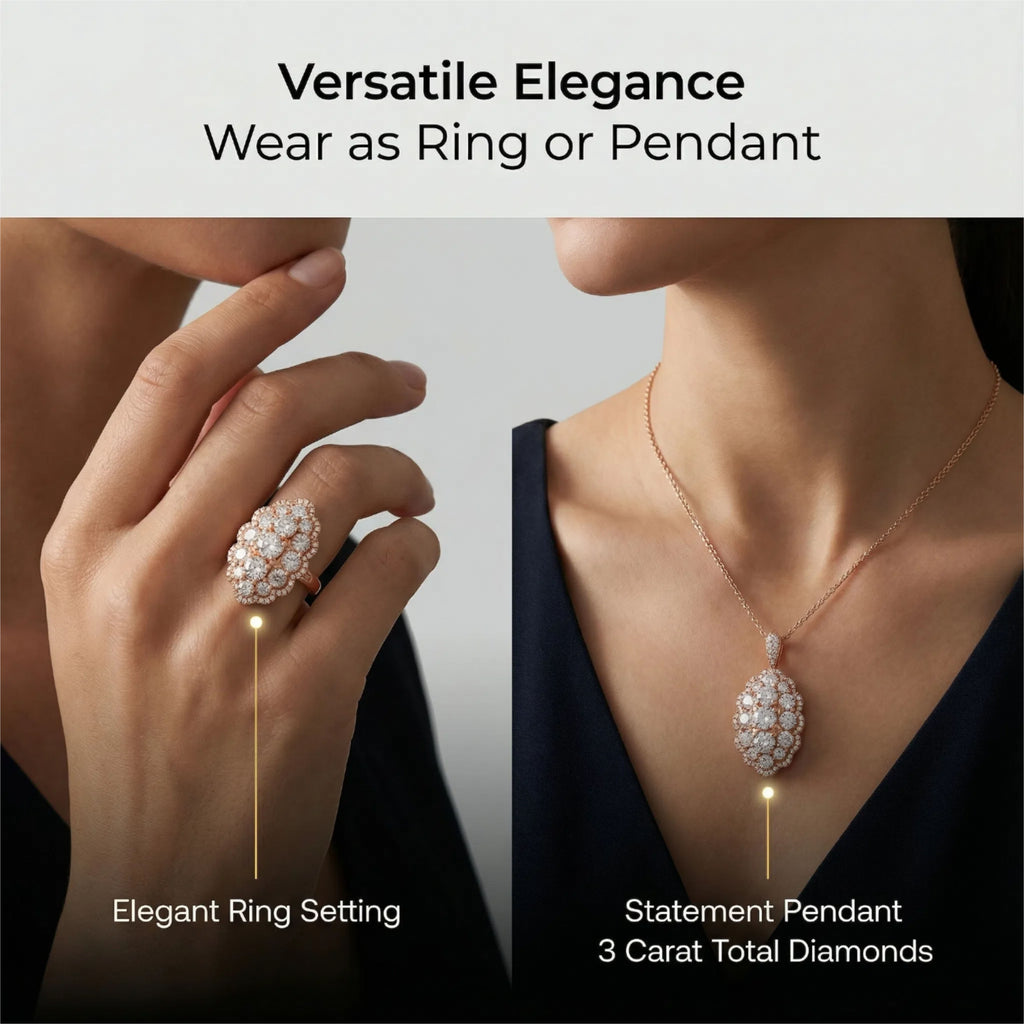 3CT Lab-Grown Diamond 2-in-1 Ring & Pendant Necklace in 10K/14K Rose Gold