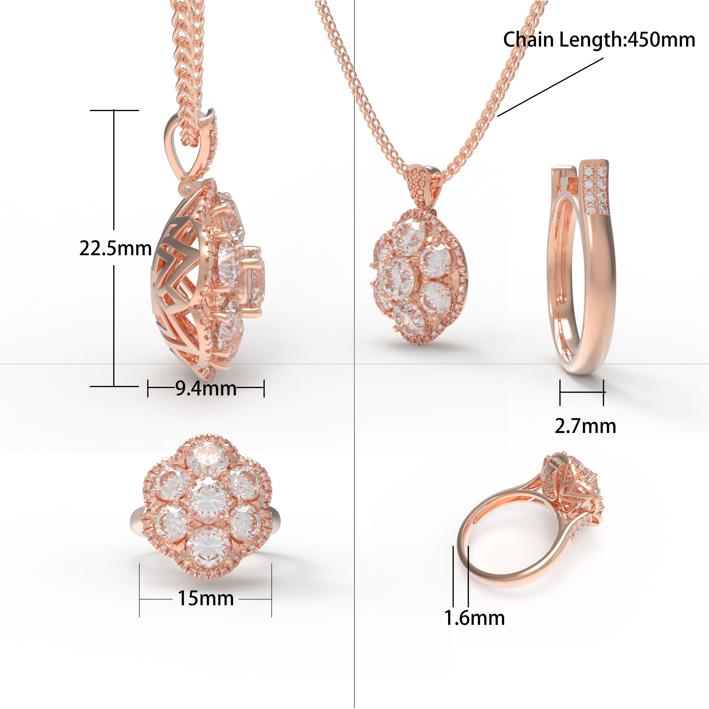 2-in-1 Lab-Grown Diamond Convertible Necklace & Ring in Rose Gold