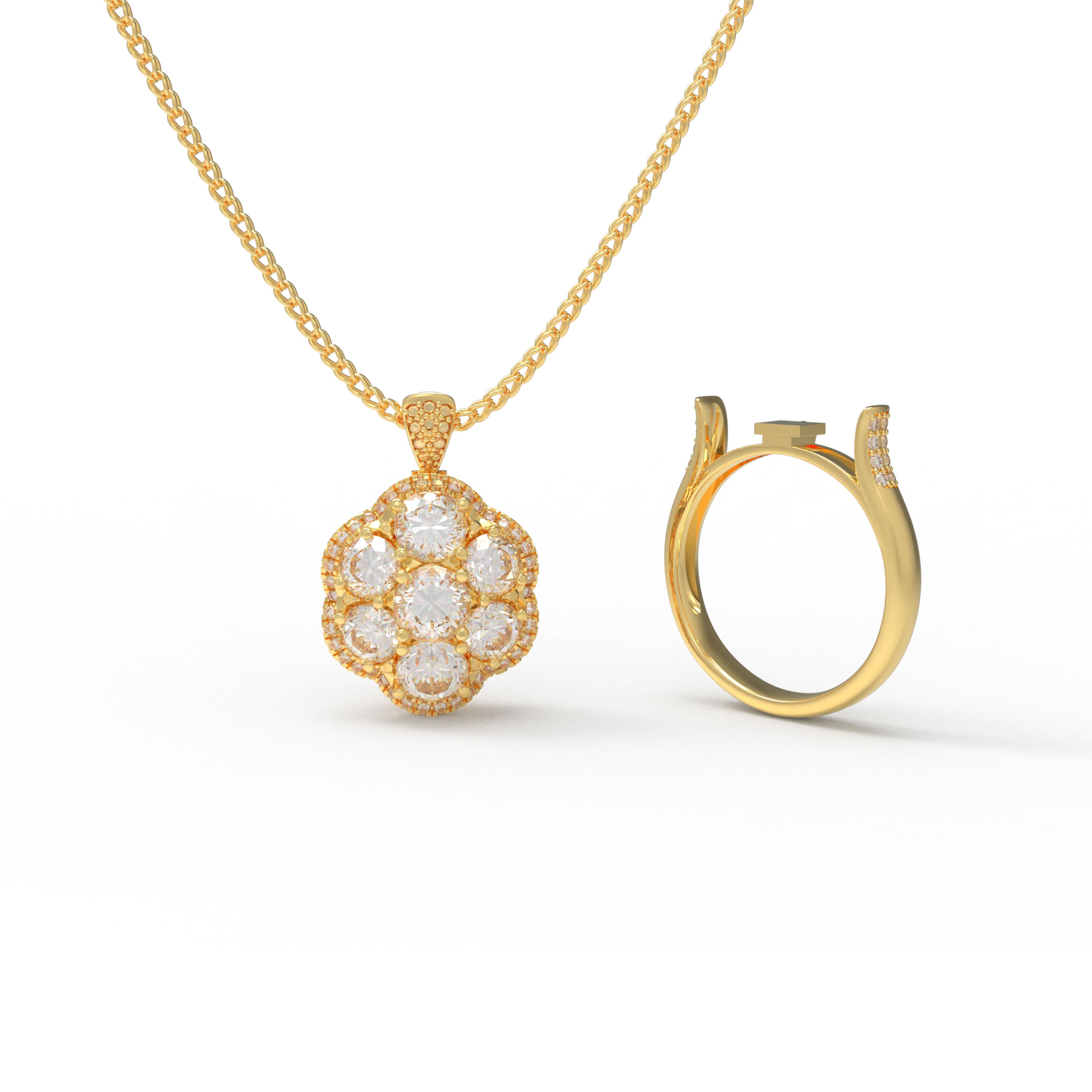 Bloom in Motion Lab-Grown Diamond Convertible Flower Ring & Pendant in 10K/14K Gold