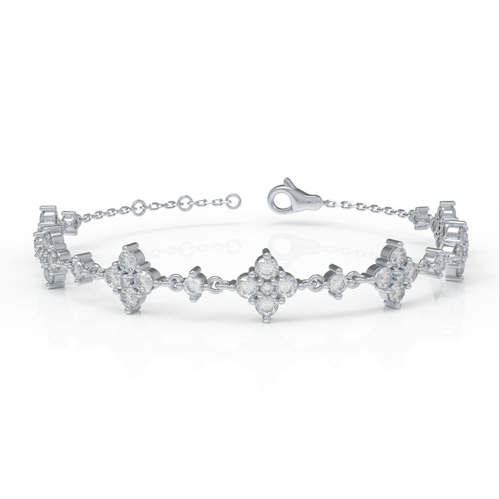 Fortune in Bloom Five-Clover Moissanite Bracelet in Sterling Silver