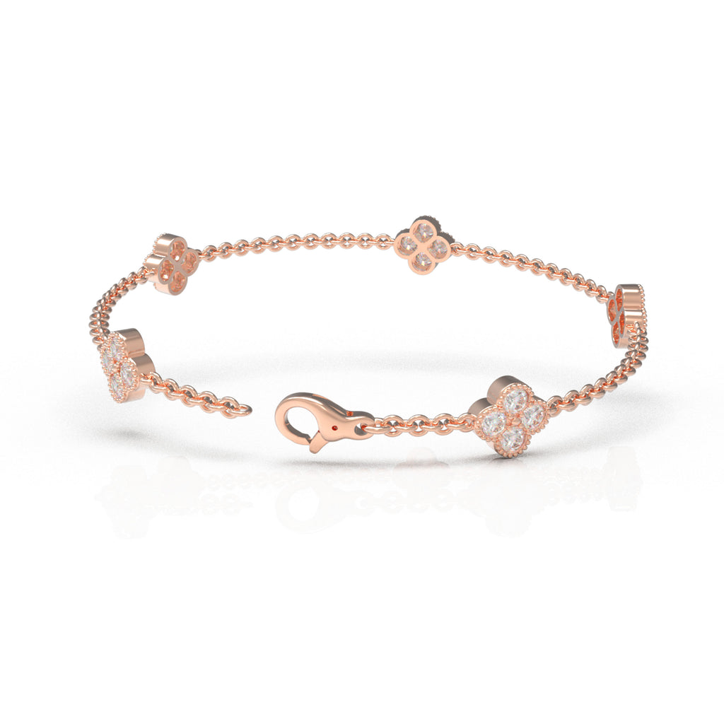 ELVORIQUE Aurelia VVS Lab-Grown Diamond Four-Leaf Clover Bracelet