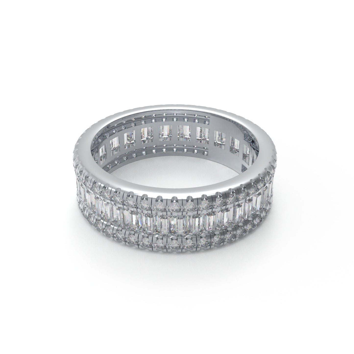 10K/14K/18K White Gold  Or Platinum 1CT Round & 2CT Eternity Ring with Fancy Cut Lab Grown Diamonds (D-E Color, VVS1-VVS2 Clarity) - Ideal for Wedding, Proposal, Anniversary