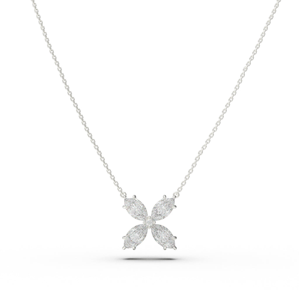 Marquise Bloom Moissanite Clover Necklace