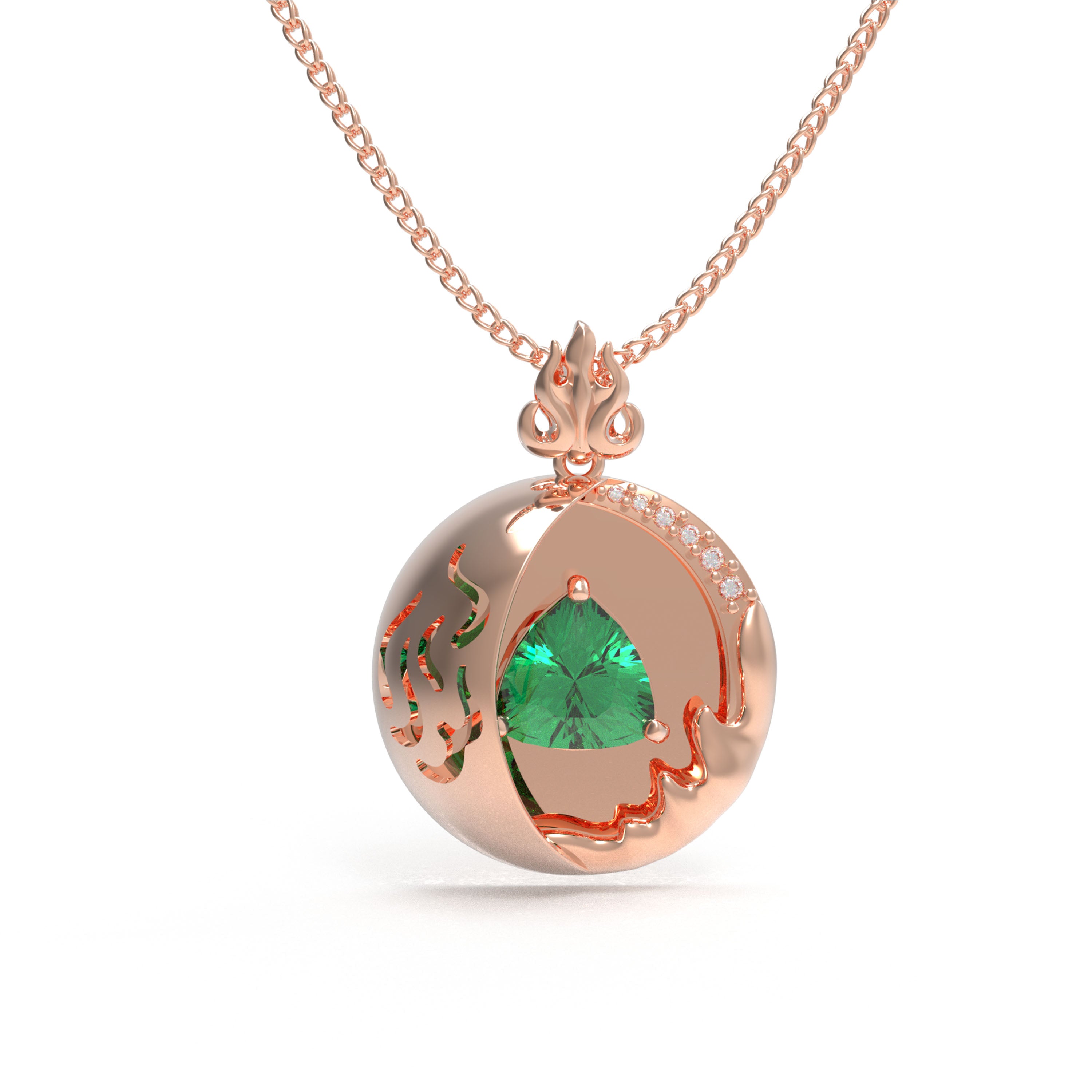 Lab-Grown 1CT Emerald Pendant Necklace with 6 VVS1-VVS2 D-E Color Diamonds, 10K/14K White/Yellow/Rose Gold & Platinum, Perfect Gift for Anniversary/Valentine’s Day/Christmas