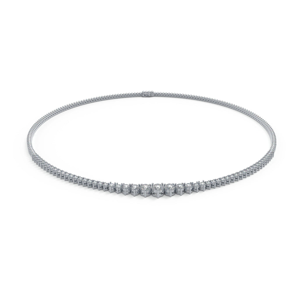 8CT/10CT Graduated Lab-Grown Diamond Tennis Necklace in White Gold or Platinum – 16 Inch