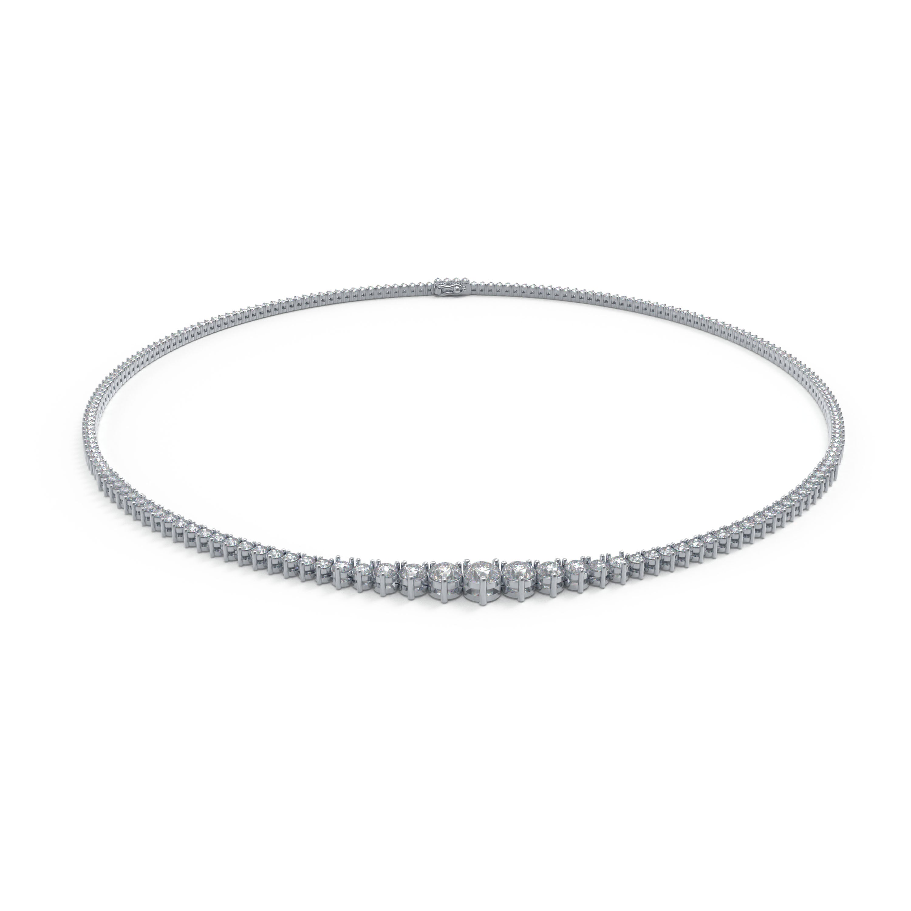 8CT/10CT Graduated Lab-Grown Diamond Tennis Necklace in White Gold or Platinum – 16 Inch