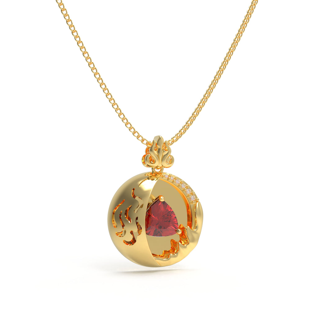 1CT Pear-Cut Lab-Grown Ruby & Diamond Pendant Necklace