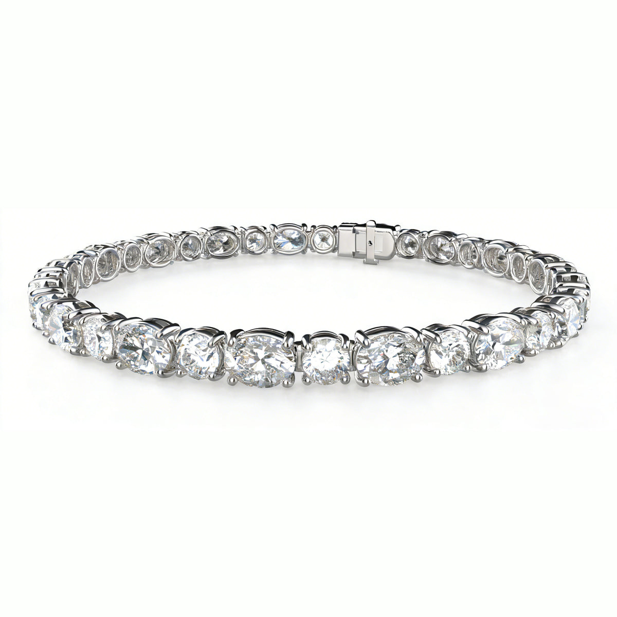 Bracelet tennis Ophelia Eternity fait main en argent 925 et moissanite pour femme | 4 à 10 carats | Bijou élégant 33 pierres | Gravure et coffret cadeau offerts 