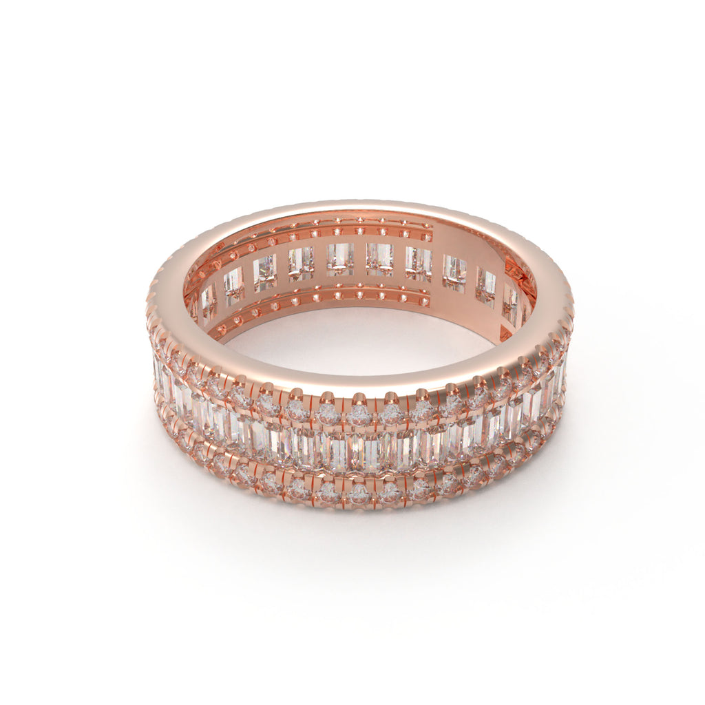 ELVORIQUE Rose Radiance Three-Row Moissanite Eternity Ring