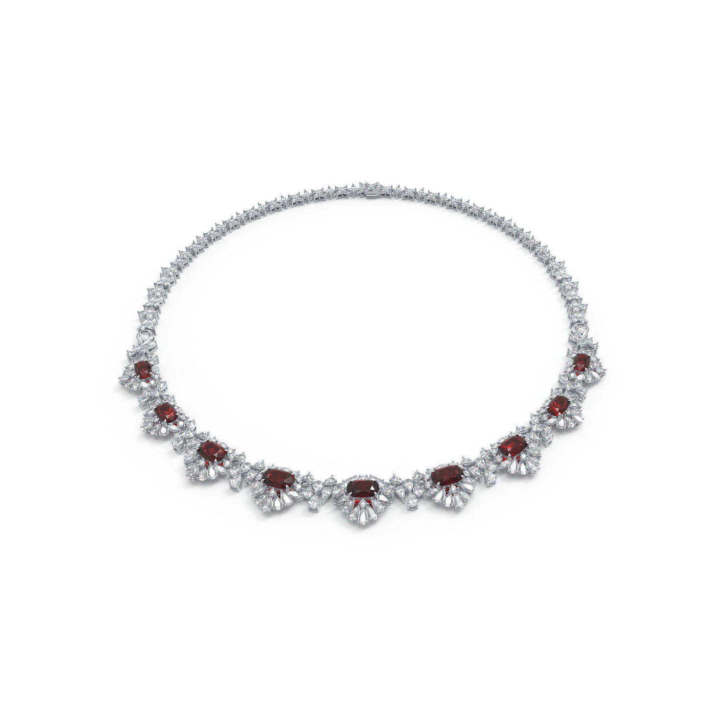 Ophelia Eternity Lab Grown Diamond & Ruby Statement Necklace, 16ct Ruby & 20ct Fancy Shape Lab Diamond, 18K/14K/9K Gold & Platinum Option, Luxury Fine Jewelry for Women