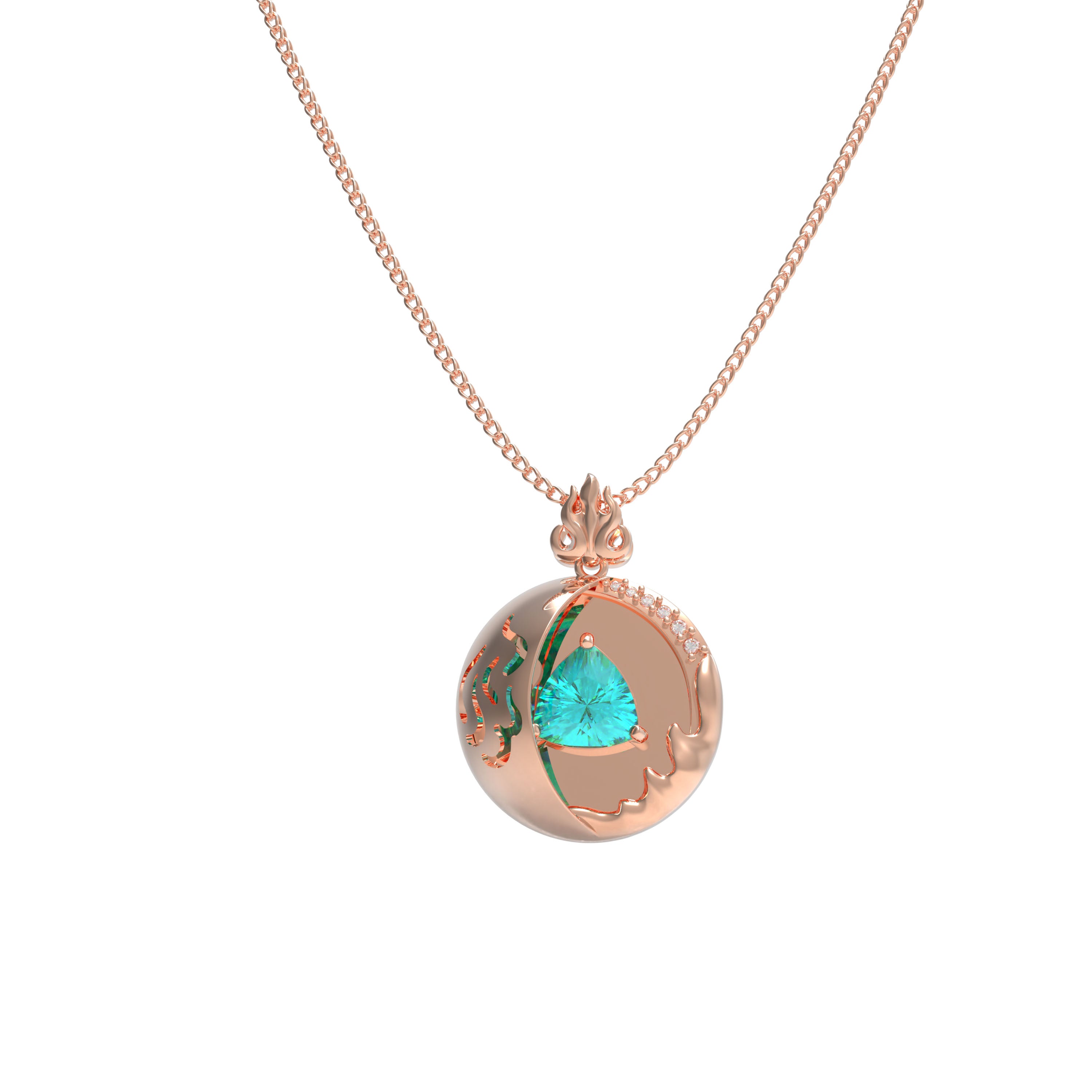 Lab-Grown 1CT Paraíba Pendant Necklace with 6 VVS1-VVS2 D-E Color Diamonds, 10K/14K White/Yellow/Rose Gold & Platinum, Perfect Gift for Anniversary/Valentine’s Day/Christmas