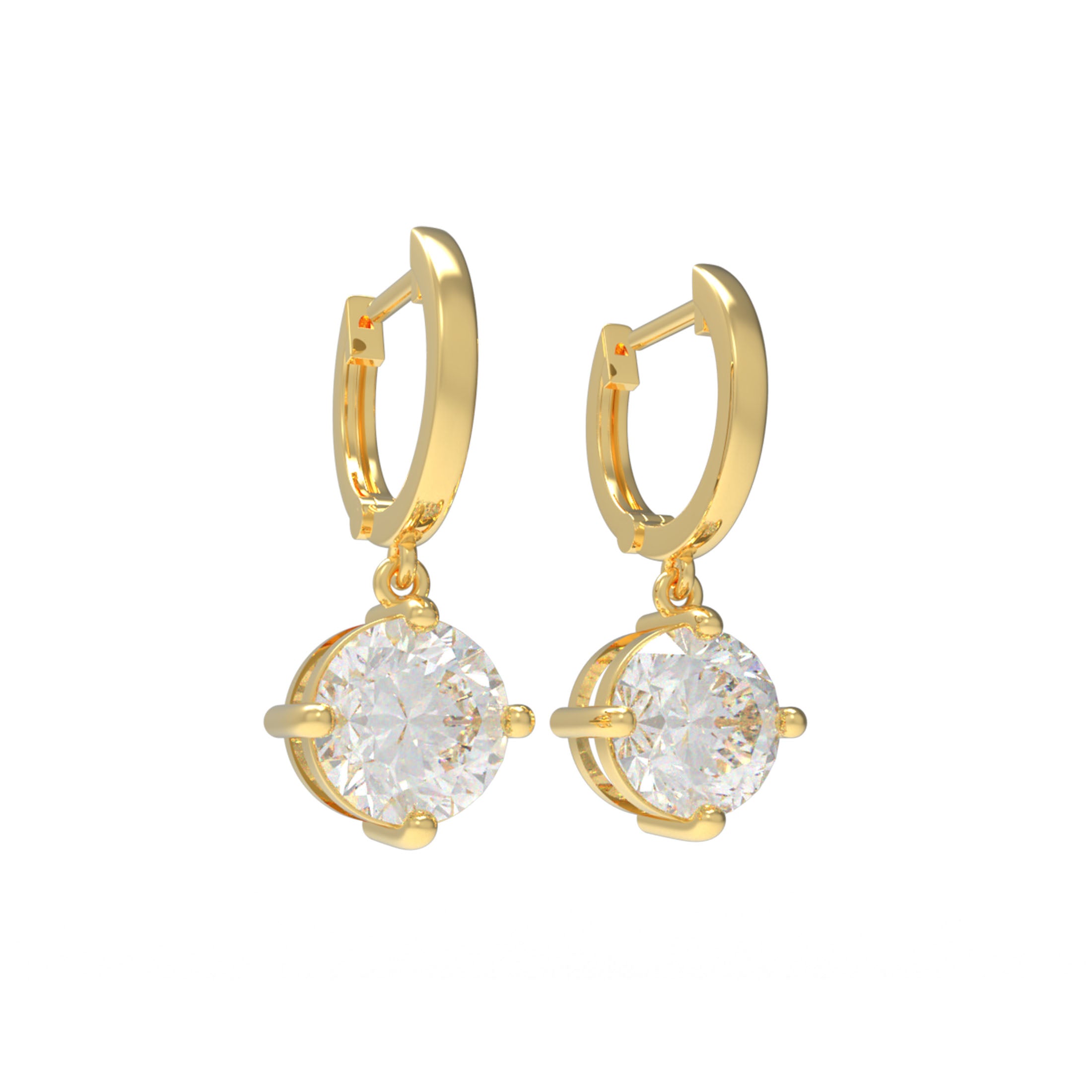 Handmade Dangle Earrings with Lab - Grown Diamonds (0.5CT/1CT per Stone, 2 Stones), 9K/14K/18K White Gold/Yellow Gold/Rose Gold & Platinum Optional