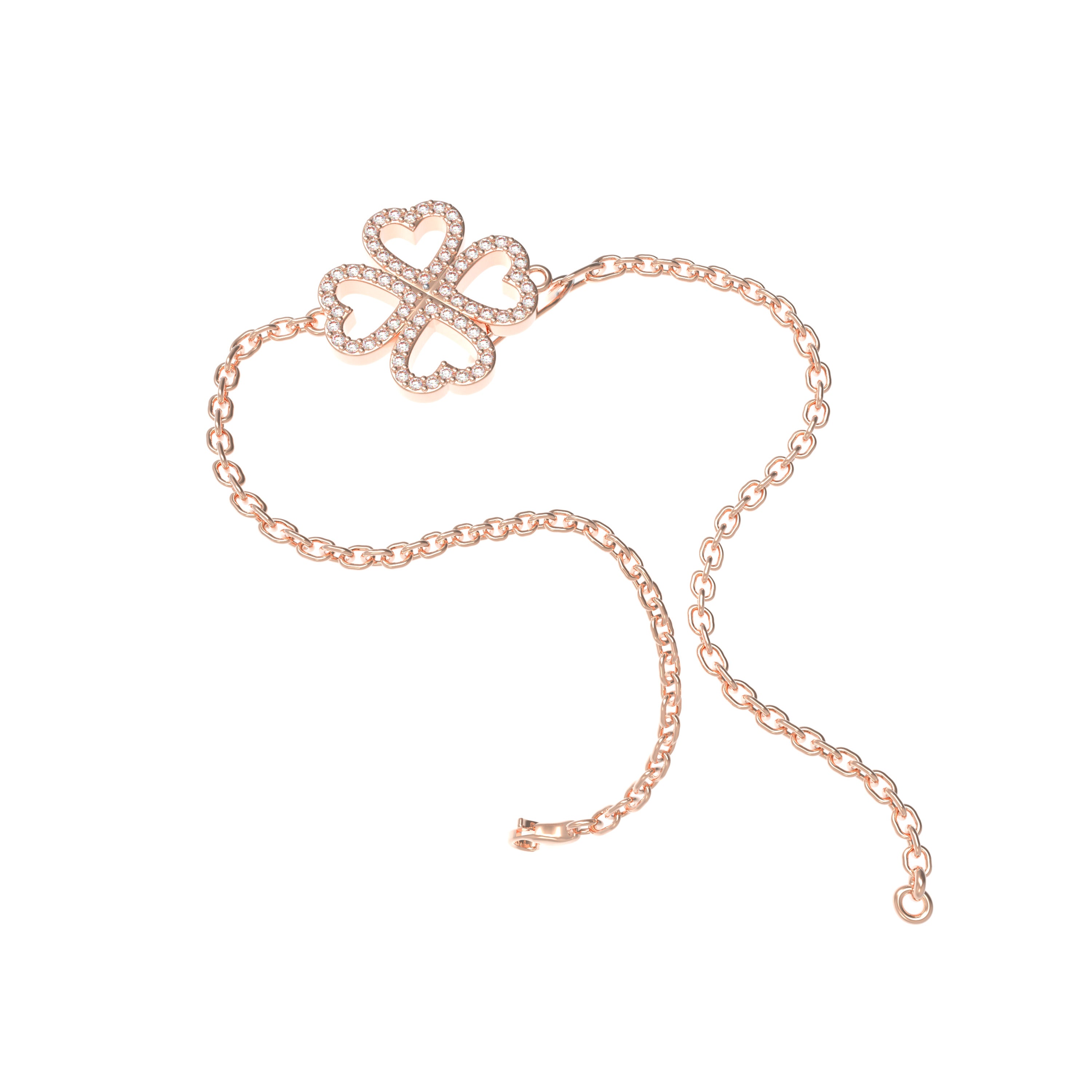 0.4CT Lab Grown Diamond Heart Lucky Bracelet, 10K/14K Solid Rose Gold Hypoallergenic Dainty Bracelet, Jewelry Gift for Women Anniversary Holiday Birthday
