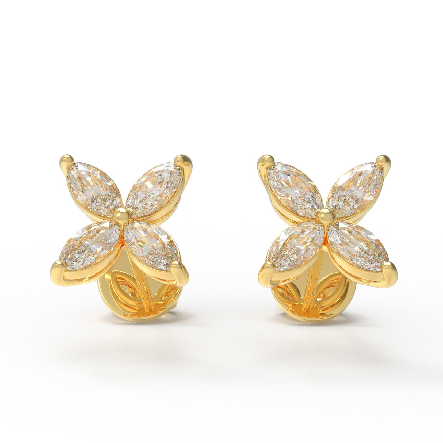 Classic Marquise Lab-Grown Diamond Stud Earrings in Gold | 1ct or 2ct Total Weight