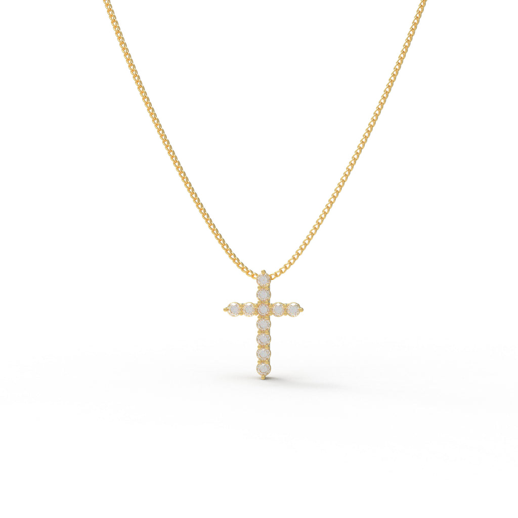 Golden Providence 0.70 CT Lab-Grown Diamond Cross Necklace in 10K or 14K Gold