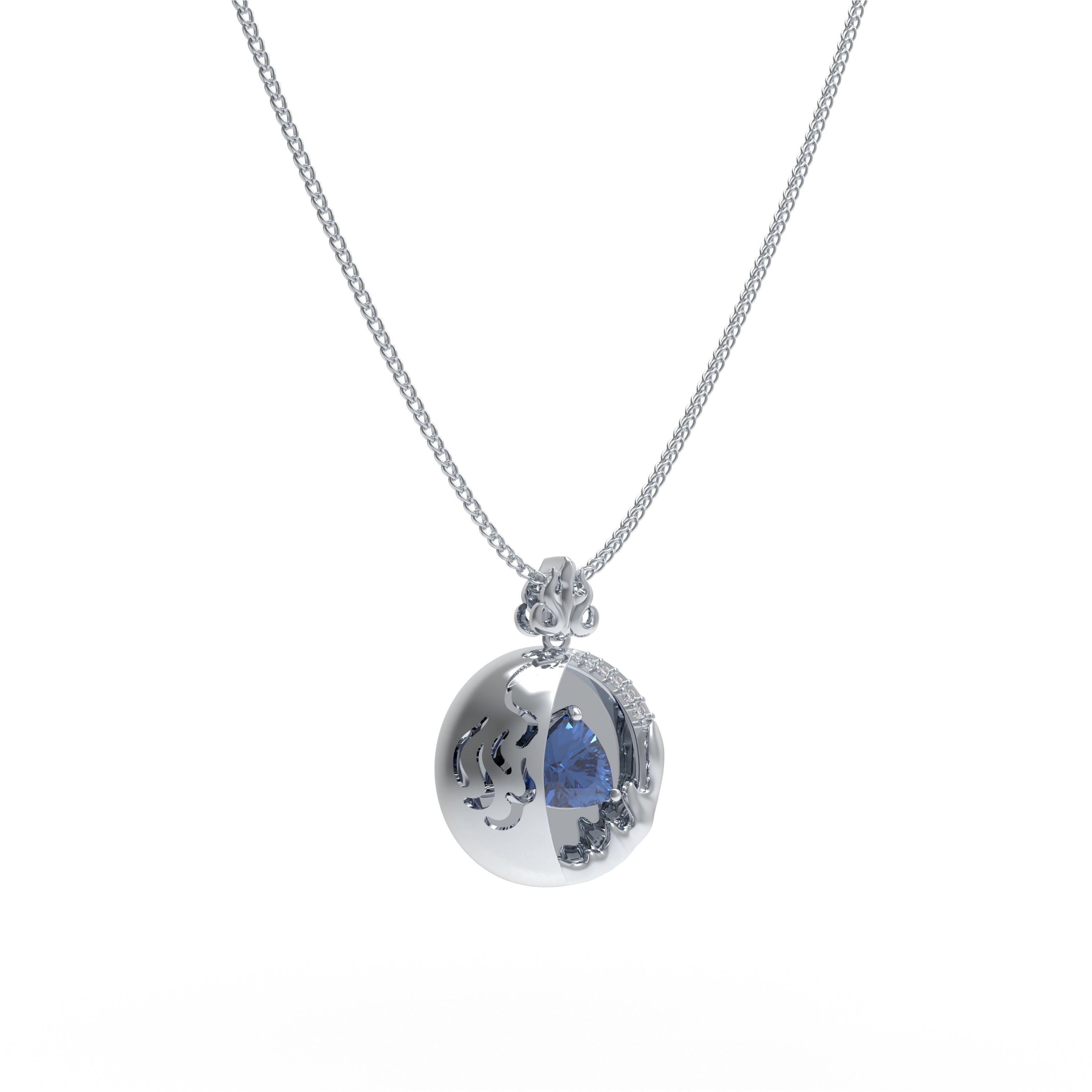 Lab-Grown 1CT Sapphire Pendant Necklace with 6 VVS1-VVS2 D-E Color Diamonds, 10K/14K White/Yellow/Rose Gold & Platinum, Ideal Gift for Anniversary/Valentine’s Day/Christmas