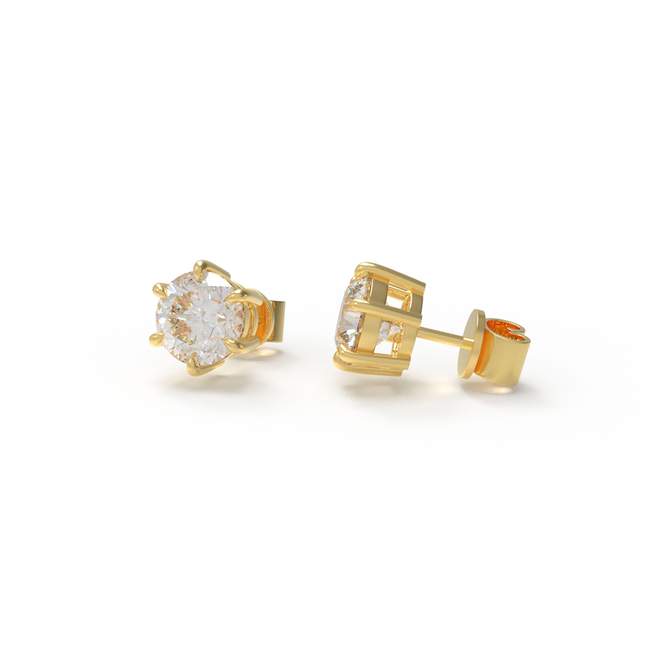 Lab - Grown Diamond Stud Earrings, 0.5CT/1CT Each, 9K/14K/18K Gold (White/Rose/Yellow) & Platinum, Ideal for Daily Wear, Gifting on Anniversaries, Holidays, etc.