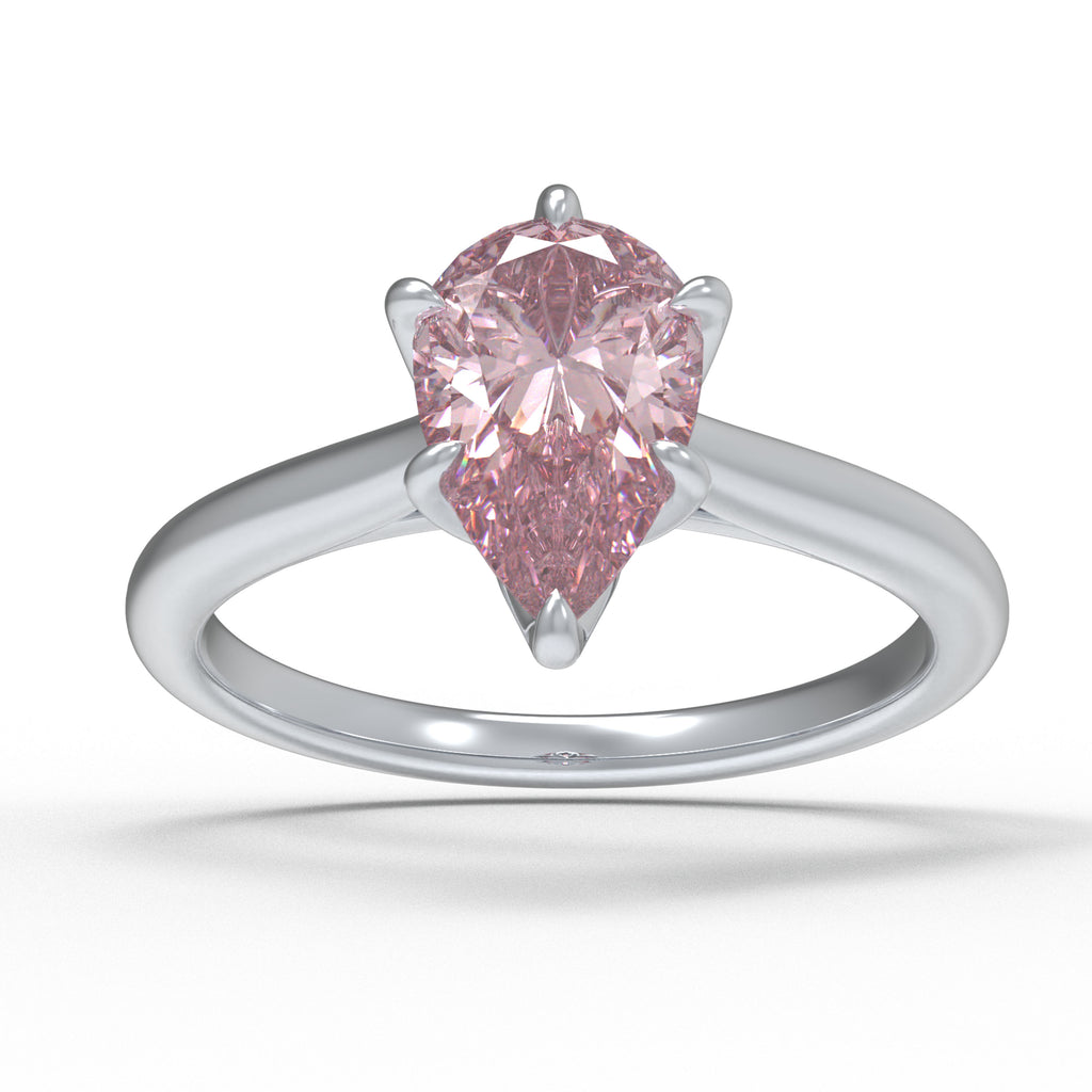Blush Dewdrop 2CT Pear-Cut Lab-Grown Pink Sapphire Solitaire Ring