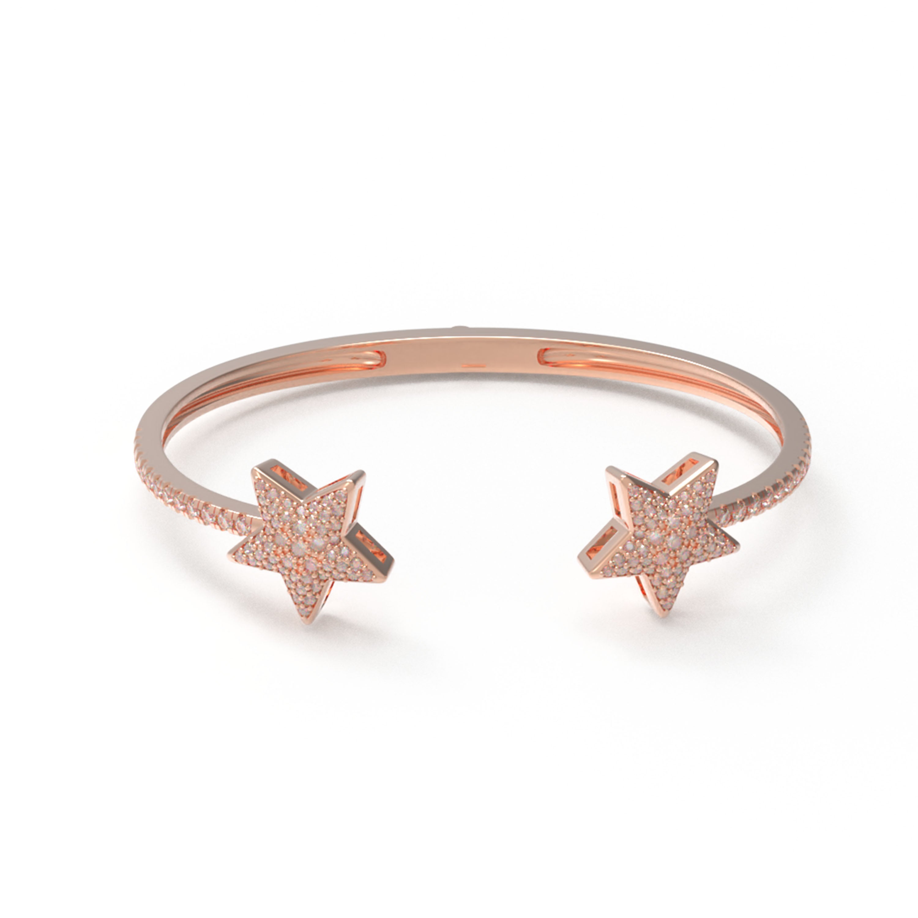 10K/14K Rose Gold 5-Star Bracelet with 128 Lab-Grown Diamonds (VVS1-VVS2, D-E) | Stackable Fine Jewelry Gift for Women, Anniversary, Mother's Day, Christmas