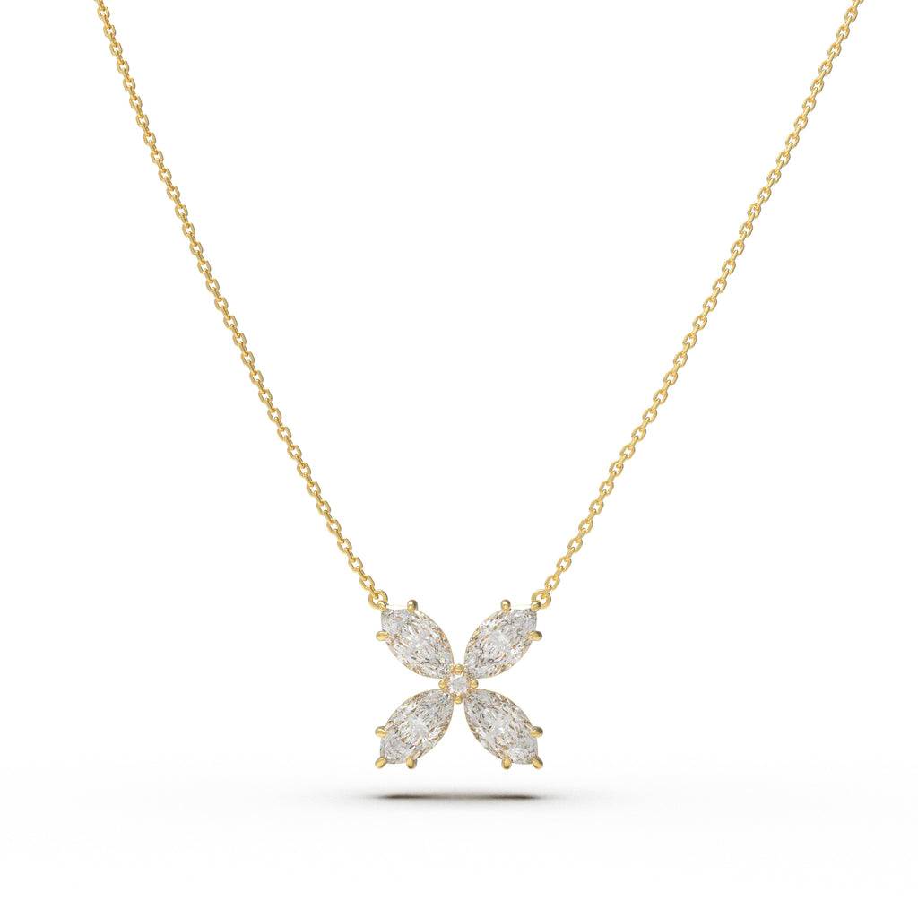 Serene Bloom Marquise Lab-Grown Diamond Clover Necklace â€?1.35 CTW