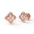 Serene Bloom Rose Gold Clover Diamond Stud Earrings