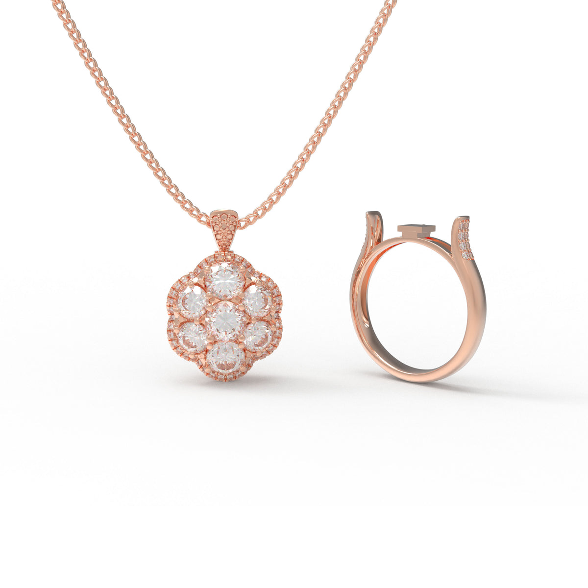 2-in-1 Lab-Grown Diamond Convertible Necklace & Ring in Rose Gold