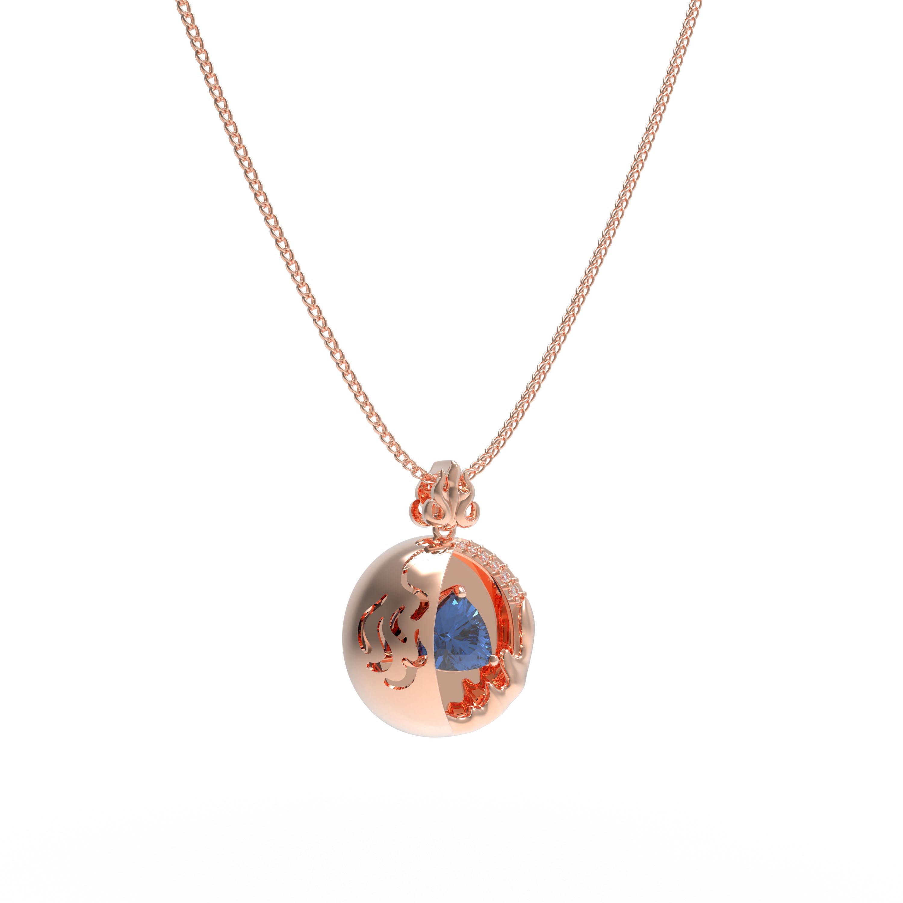 Lab-Grown 1CT Sapphire Pendant Necklace with 6 VVS1-VVS2 D-E Color Diamonds, 10K/14K White/Yellow/Rose Gold & Platinum, Ideal Gift for Anniversary/Valentine’s Day/Christmas