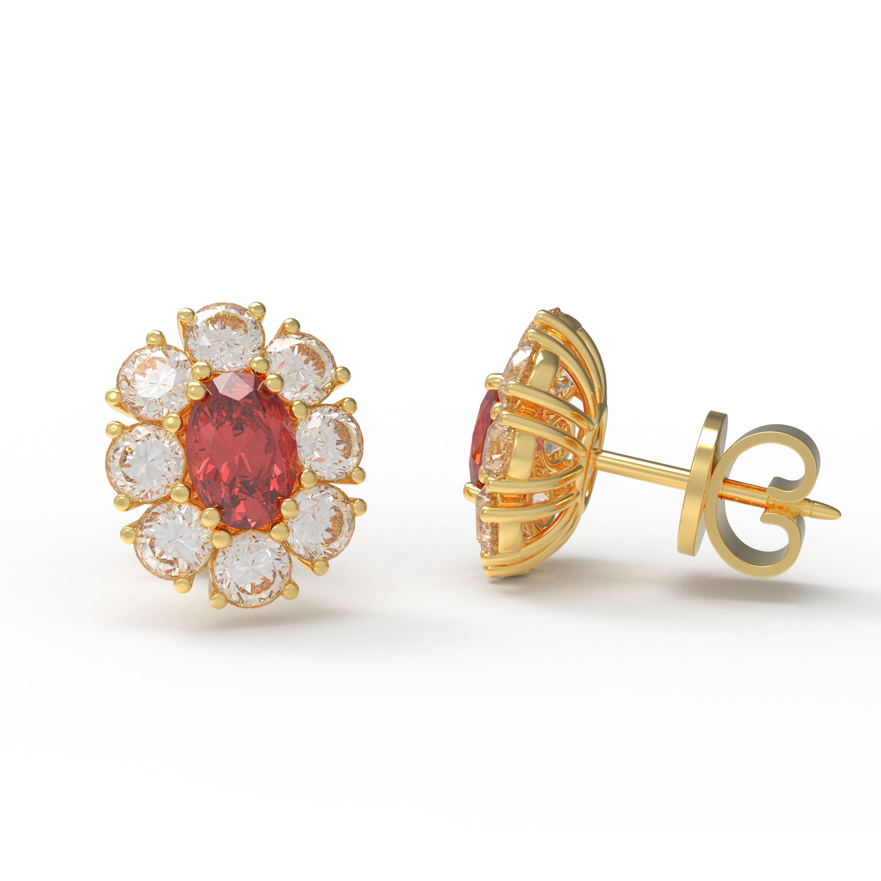 Customizable 10K/14K Rose/White/Yellow Gold Or 950 Platinum Double Lab-Grown Ruby Earrings (1.5ct Total) | VVS1-VVS2 D-E Color | Gift for Women