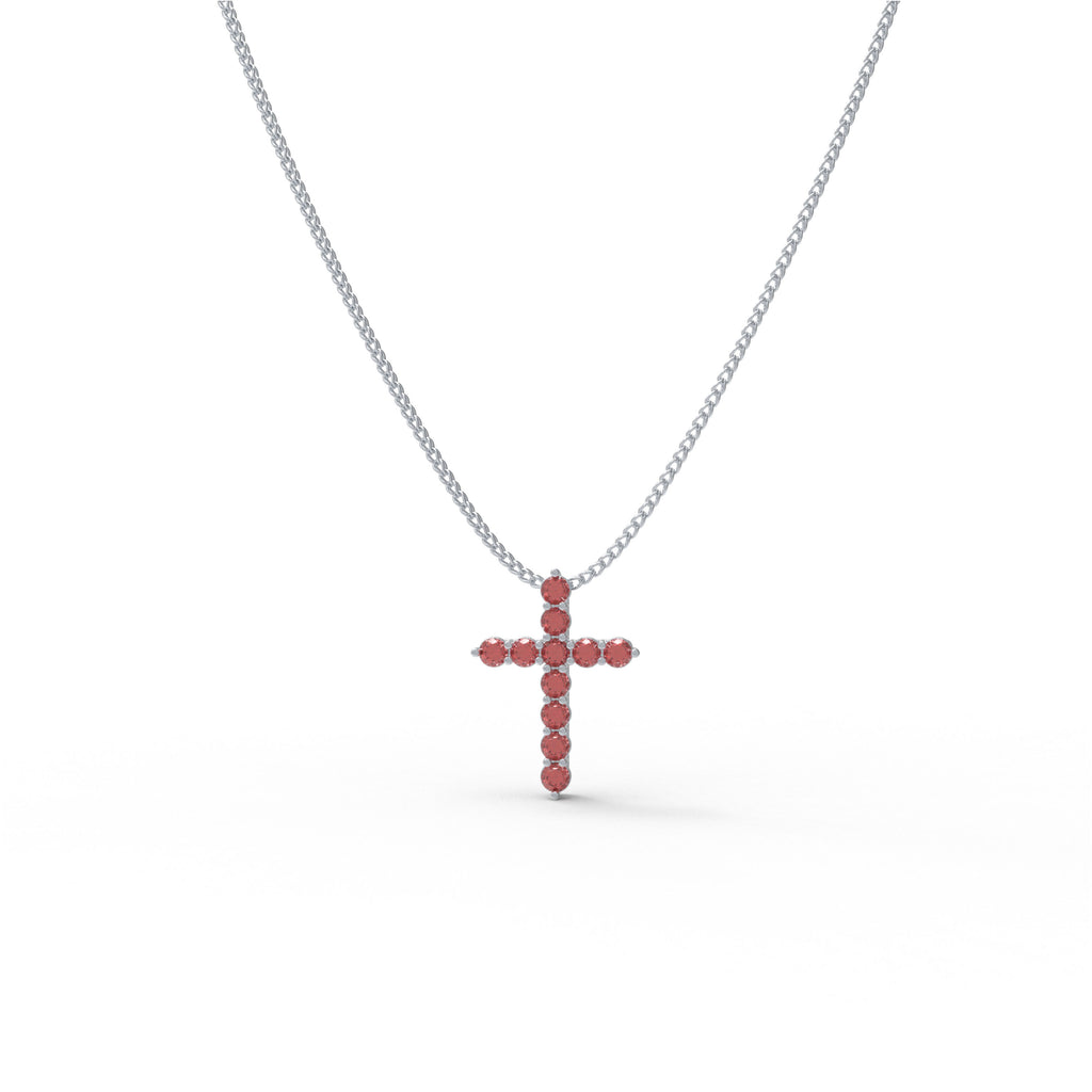 Crimson Faith 1 CT Lab-Created Ruby Cross Pendant Necklace in Sterling Silver