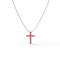 Crimson Faith 1 CT Lab-Created Ruby Cross Pendant Necklace in Sterling Silver