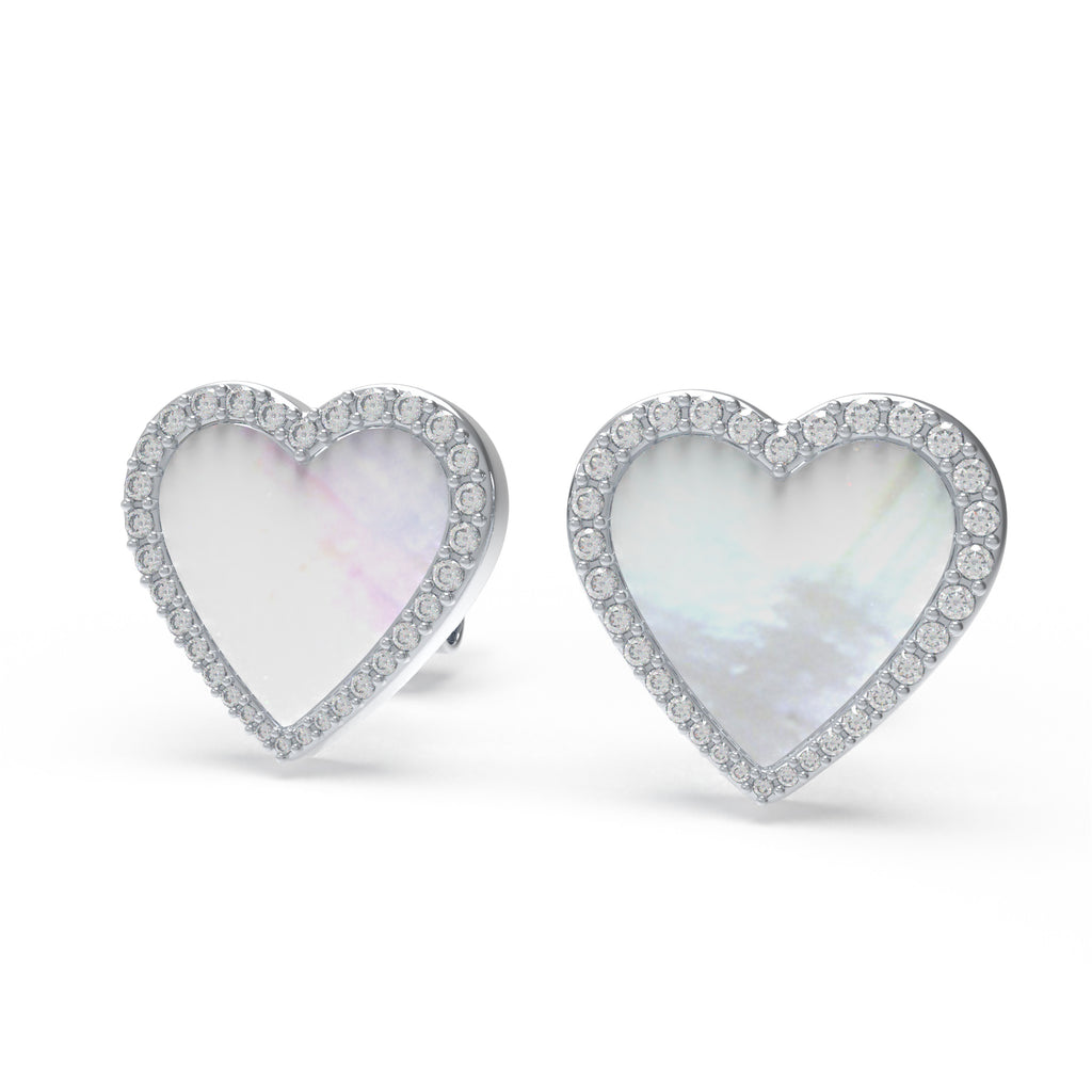 Lumina Heart Mother-of-Pearl Diamond Earrings