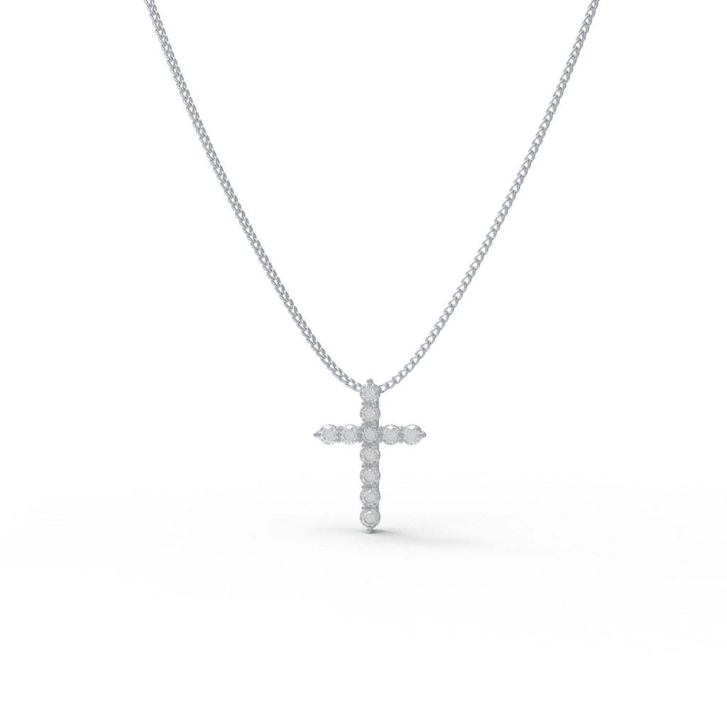 Silver Radiance 0.70 CT Moissanite Cross Pendant Necklace in Sterling Silver