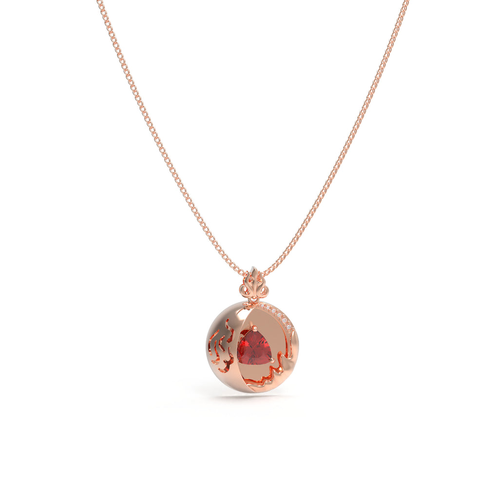 1CT Pear-Cut Lab-Grown Ruby & Diamond Pendant Necklace