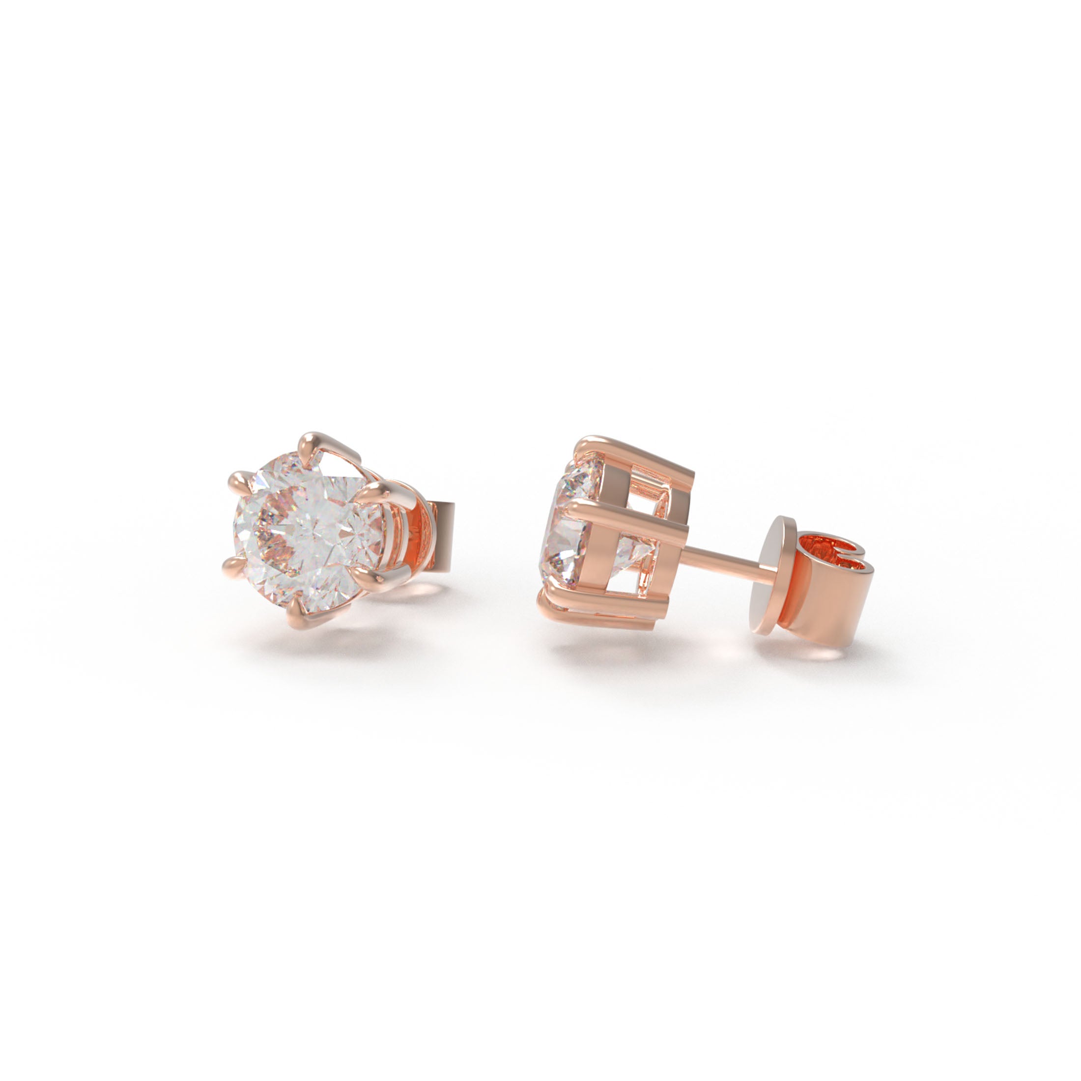 Lab - Grown Diamond Stud Earrings, 0.5CT/1CT Each, 9K/14K/18K Gold (White/Rose/Yellow) & Platinum, Ideal for Daily Wear, Gifting on Anniversaries, Holidays, etc.