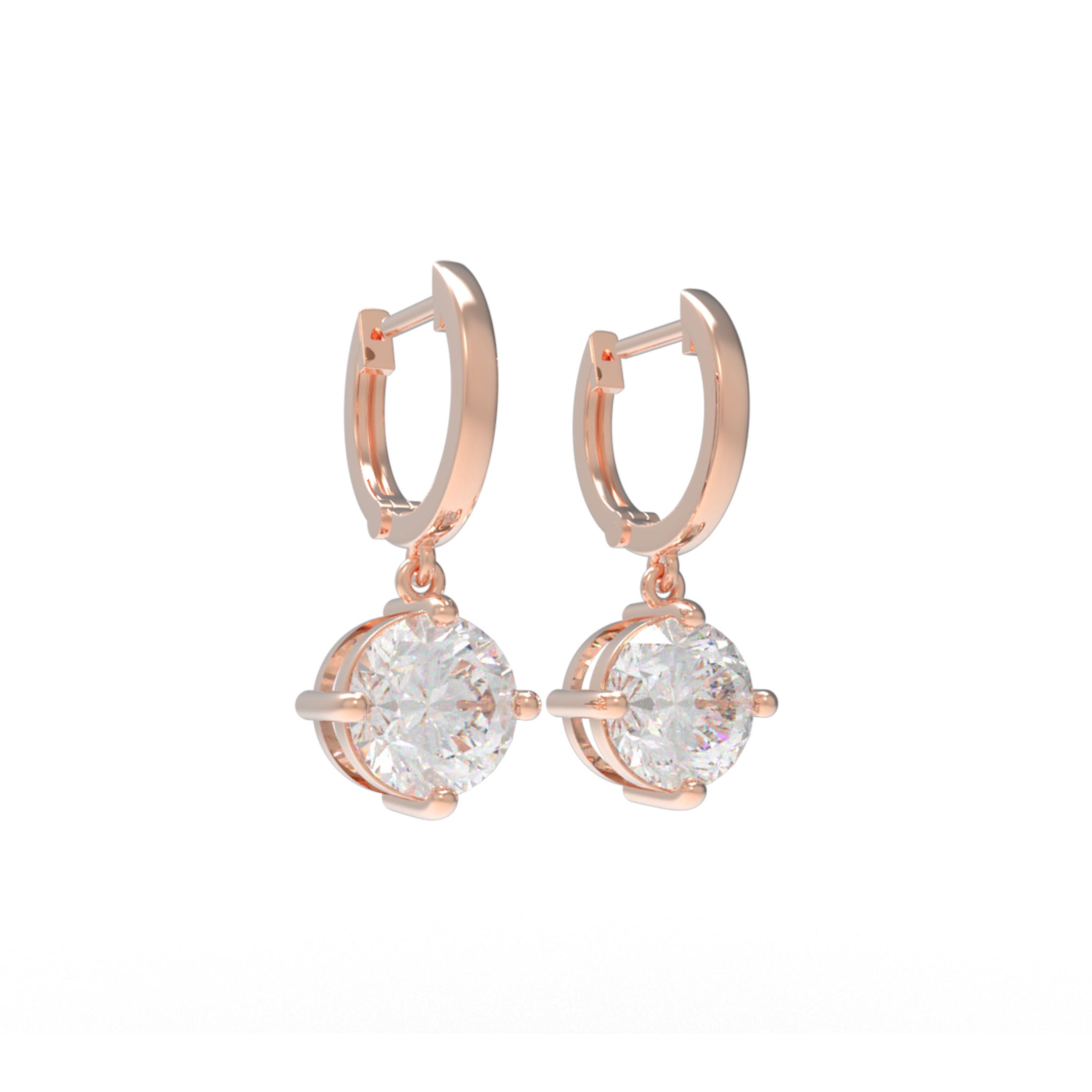 Handmade Dangle Earrings with Lab - Grown Diamonds (0.5CT/1CT per Stone, 2 Stones), 9K/14K/18K White Gold/Yellow Gold/Rose Gold & Platinum Optional