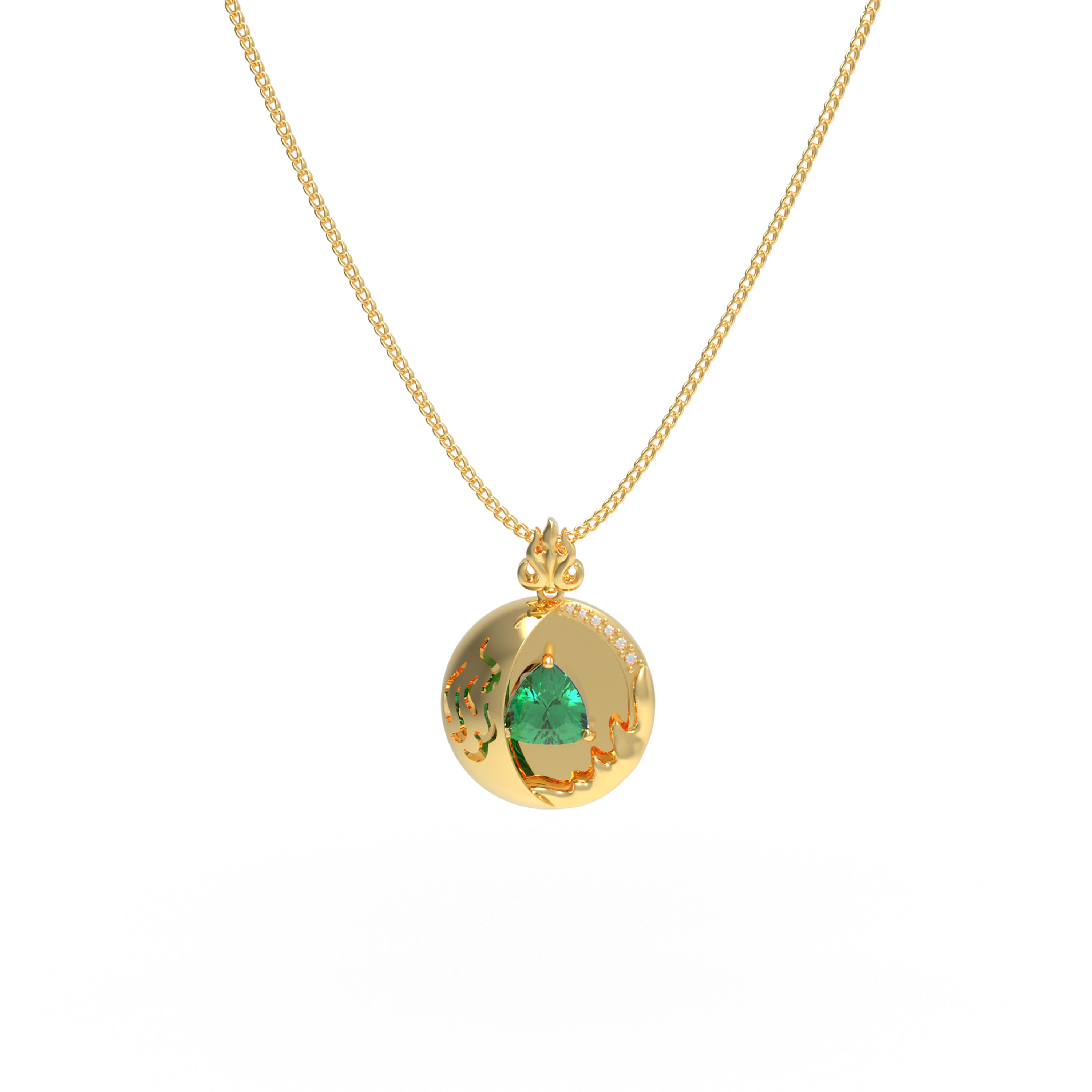 Lab-Grown 1CT Emerald Pendant Necklace with 6 VVS1-VVS2 D-E Color Diamonds, 10K/14K White/Yellow/Rose Gold & Platinum, Perfect Gift for Anniversary/Valentine’s Day/Christmas