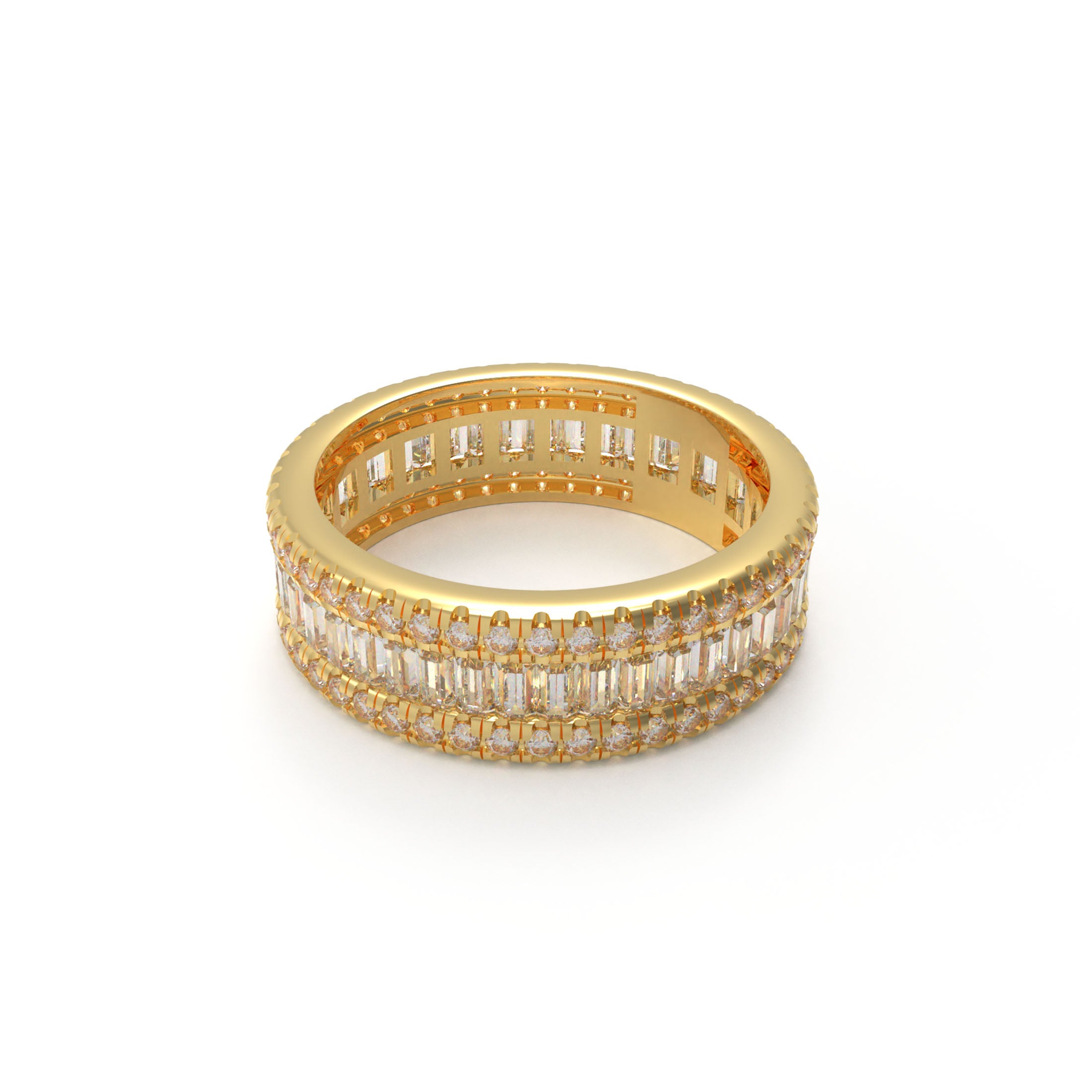 ELVORIQUE 141-Stone Round & Baguette Moissanite Eternity Ring