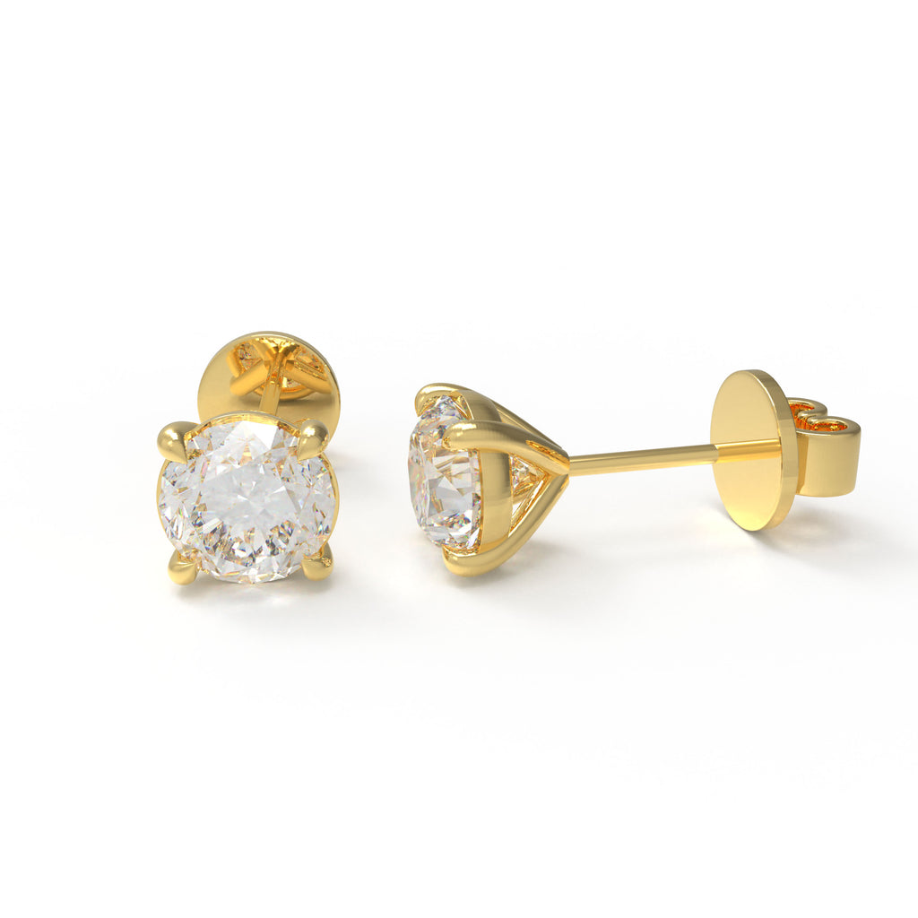 Golden First Light Lab-Grown Diamond Solitaire Stud Earrings