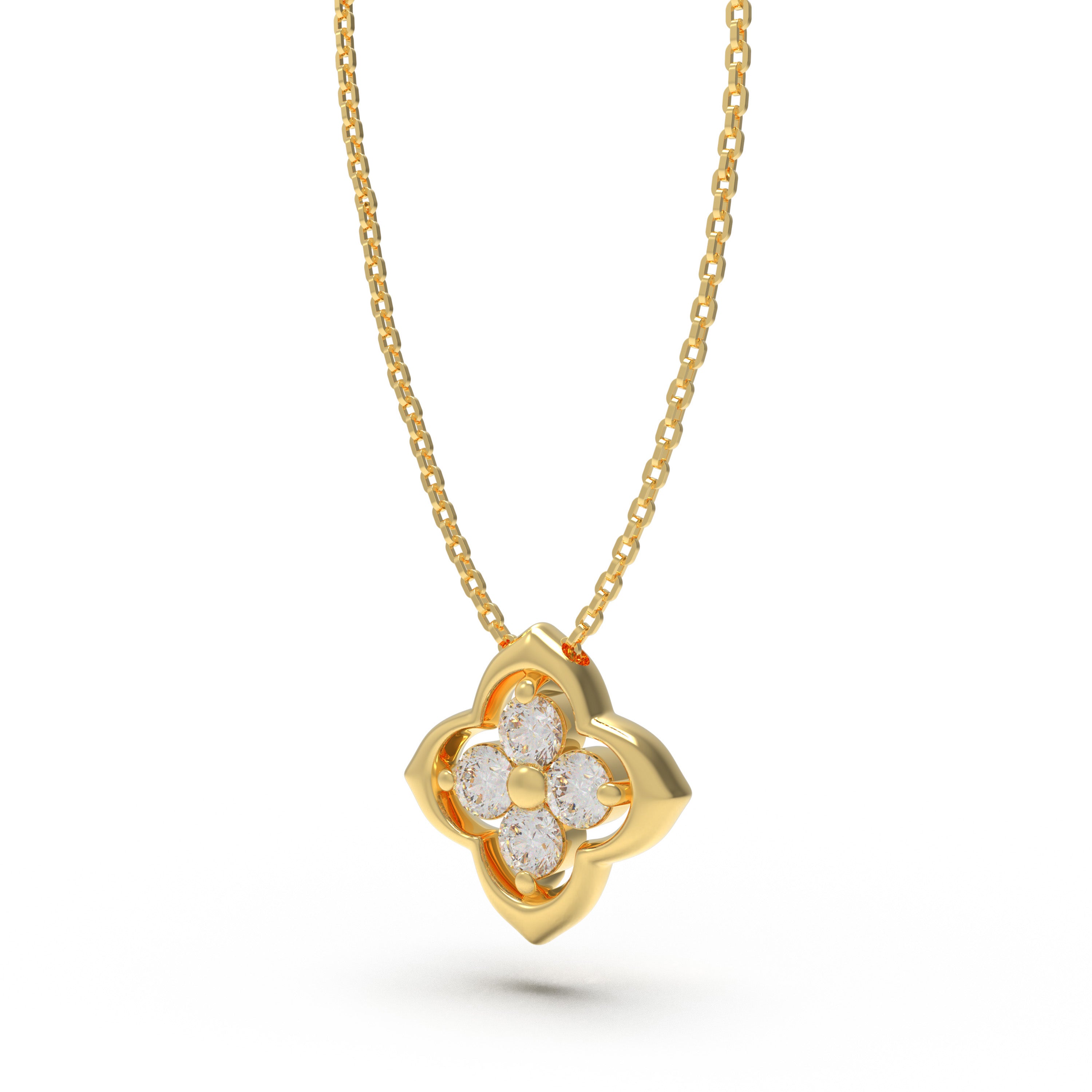Women's Yellow Gold Pendant Necklace, 0.4ct Lab-Grown Diamond, Song Dynasty Aesthetics Jewelry, Ideal Gift for Sister, Mother, Lover, Client