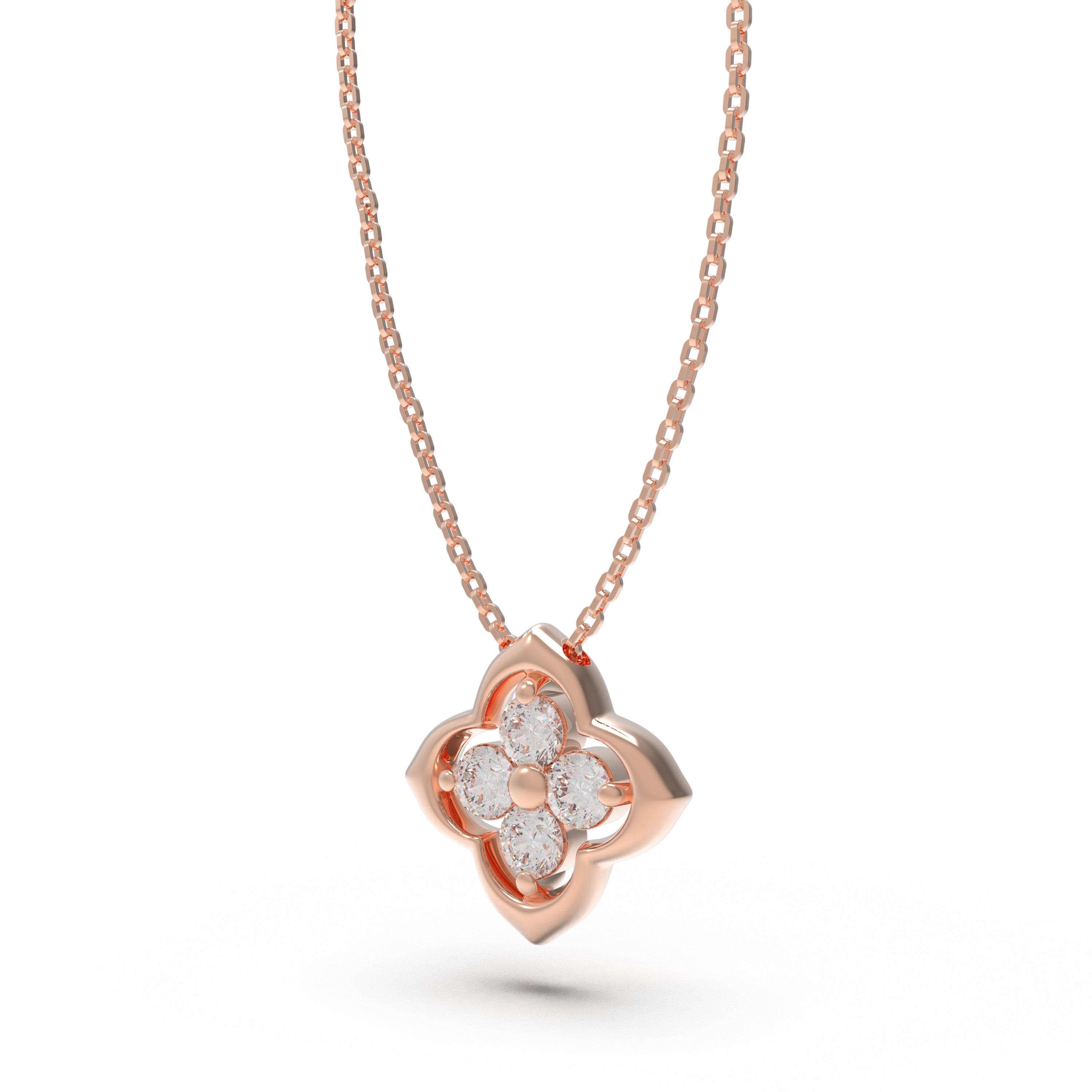Women's Rose Gold Pendant Necklace, 0.4ct Lab-Grown Diamond, Song Dynasty Aesthetics Jewelry, Ideal Gift for Sister, Mother, Lover, Client