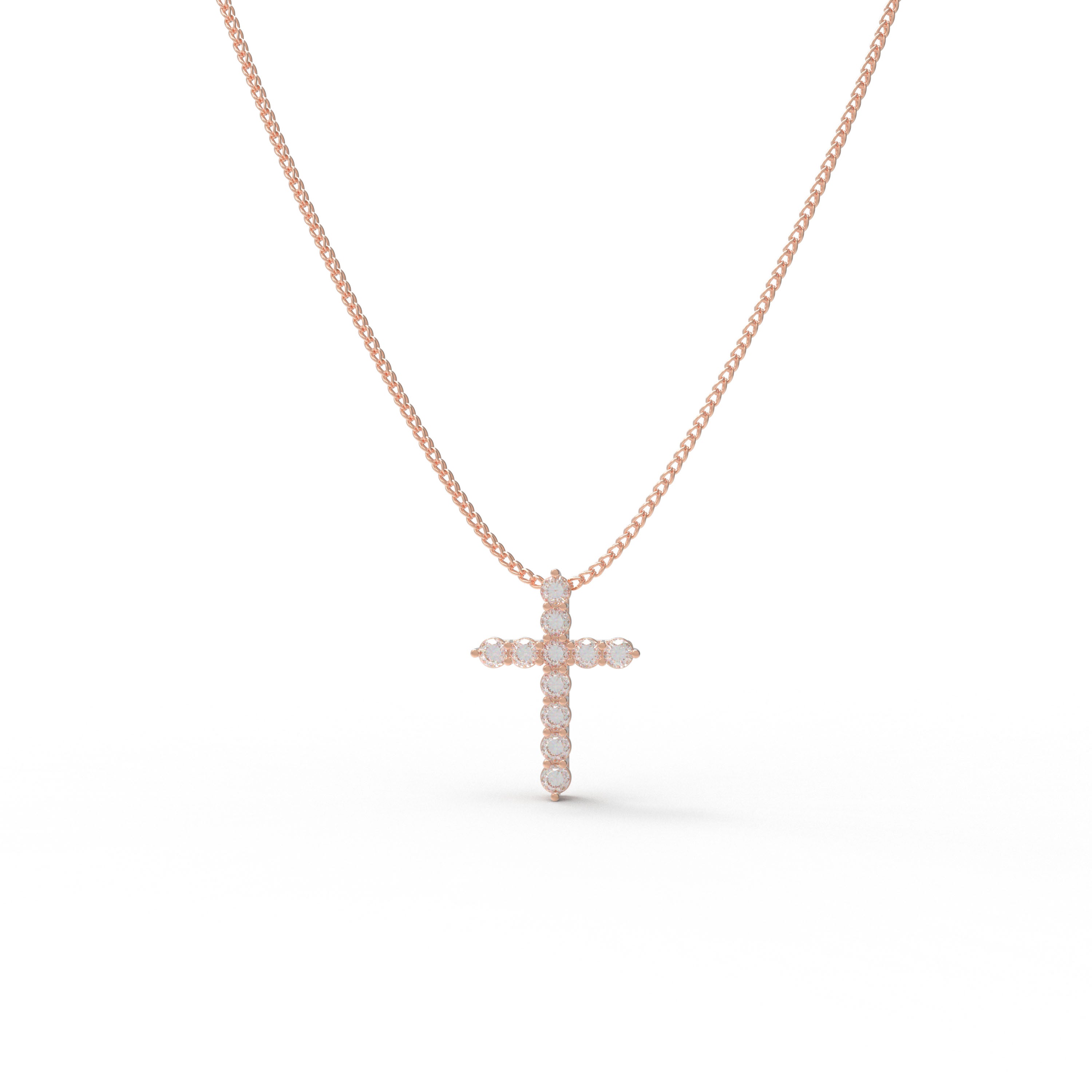 10K/14K Rose Gold Pendant Necklace with 1ct Lab-Created Diamonds (11 Round 3mm, VVS1-VVS2 D-E) - 450mm Chain, Gift for Her