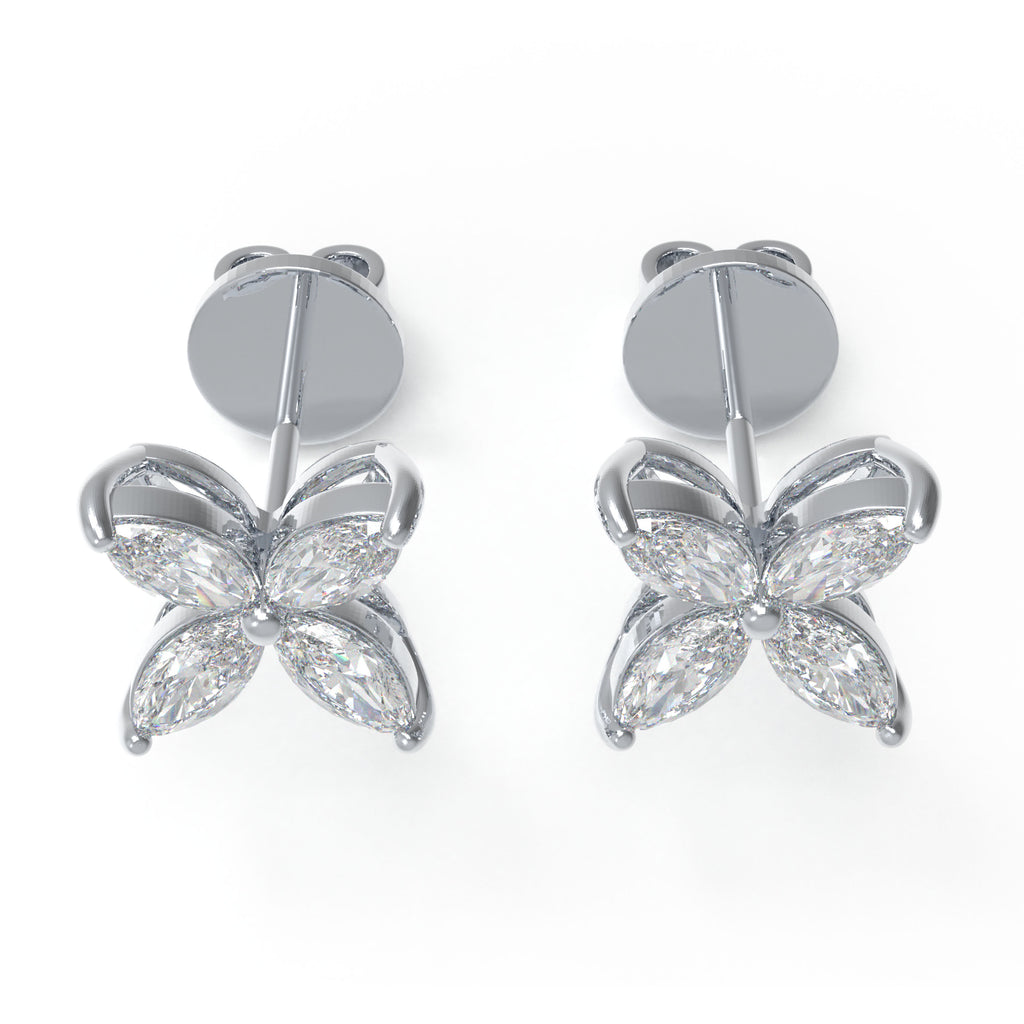 Classic Marquise Lab-Grown Diamond Stud Earrings in Gold | 1ct or 2ct Total Weight