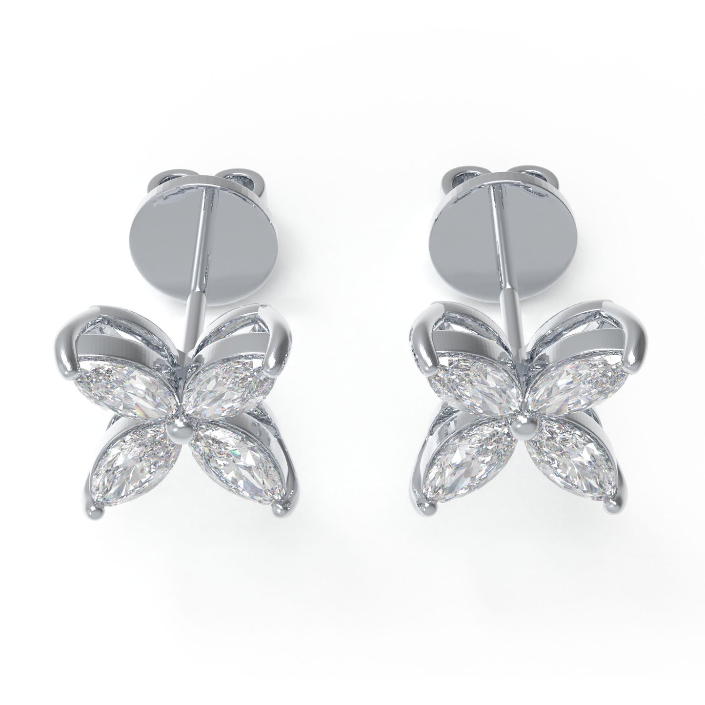 Classic Marquise Lab-Grown Diamond Stud Earrings in Gold | 1ct or 2ct Total Weight