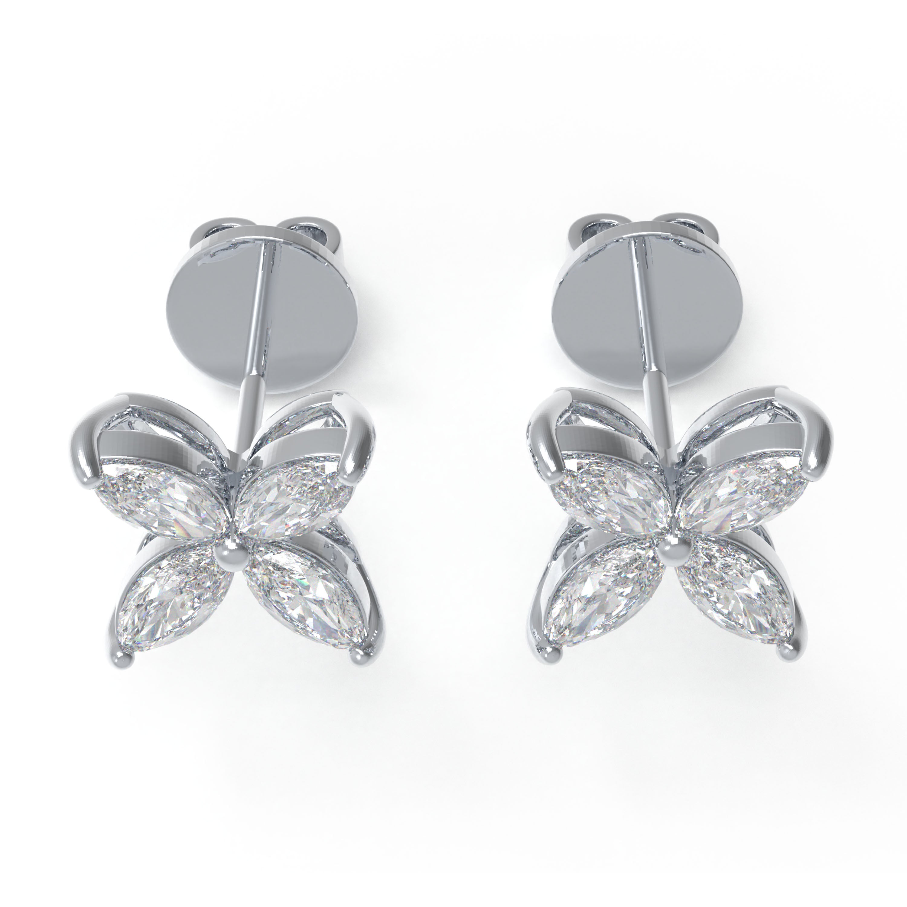 Classic Marquise Lab-Grown Diamond Stud Earrings in Gold | 1ct or 2ct Total Weight